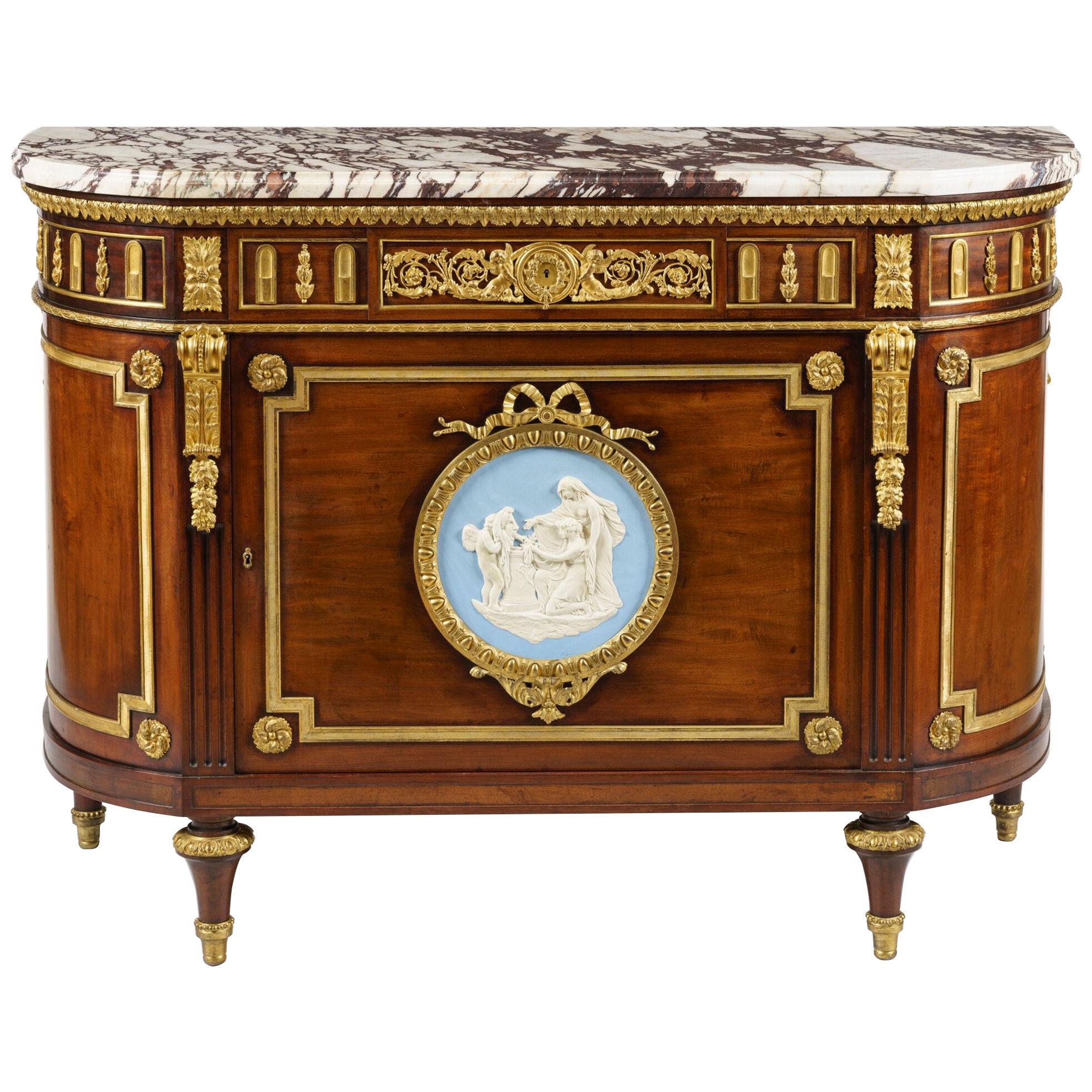 Wedgwood-Mounted Mahogany Commode Attributed to Julius Zwiener