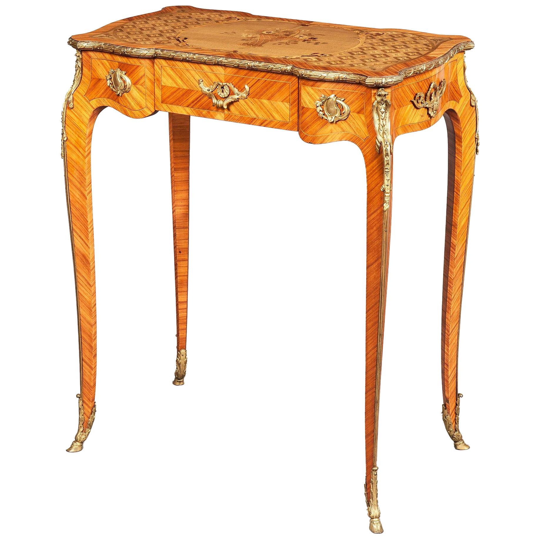 Kingwood and Marquetry-Inlaid Table in the Louis XV Manner