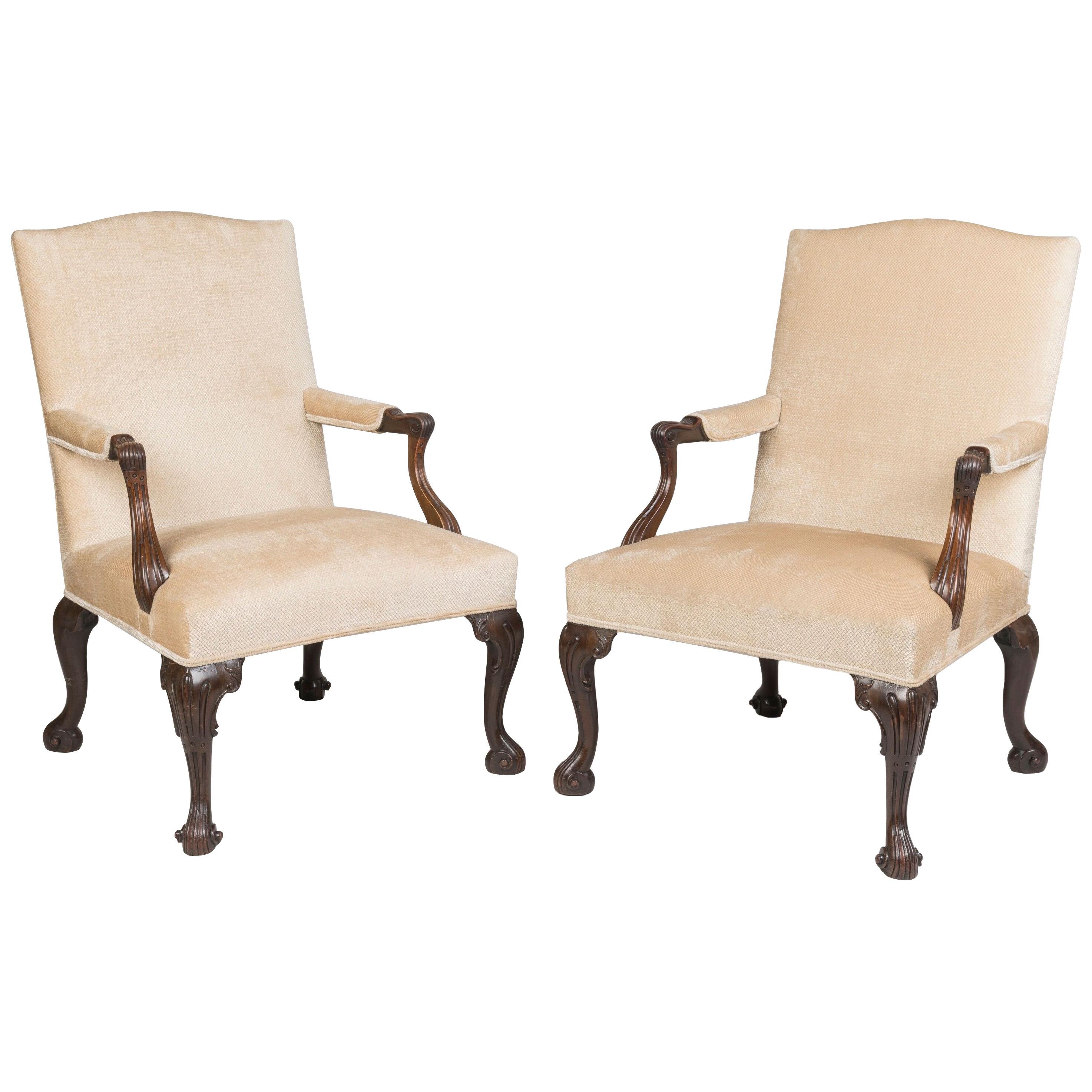 Pair of Upholstered Mahogany Gainsborough Chairs