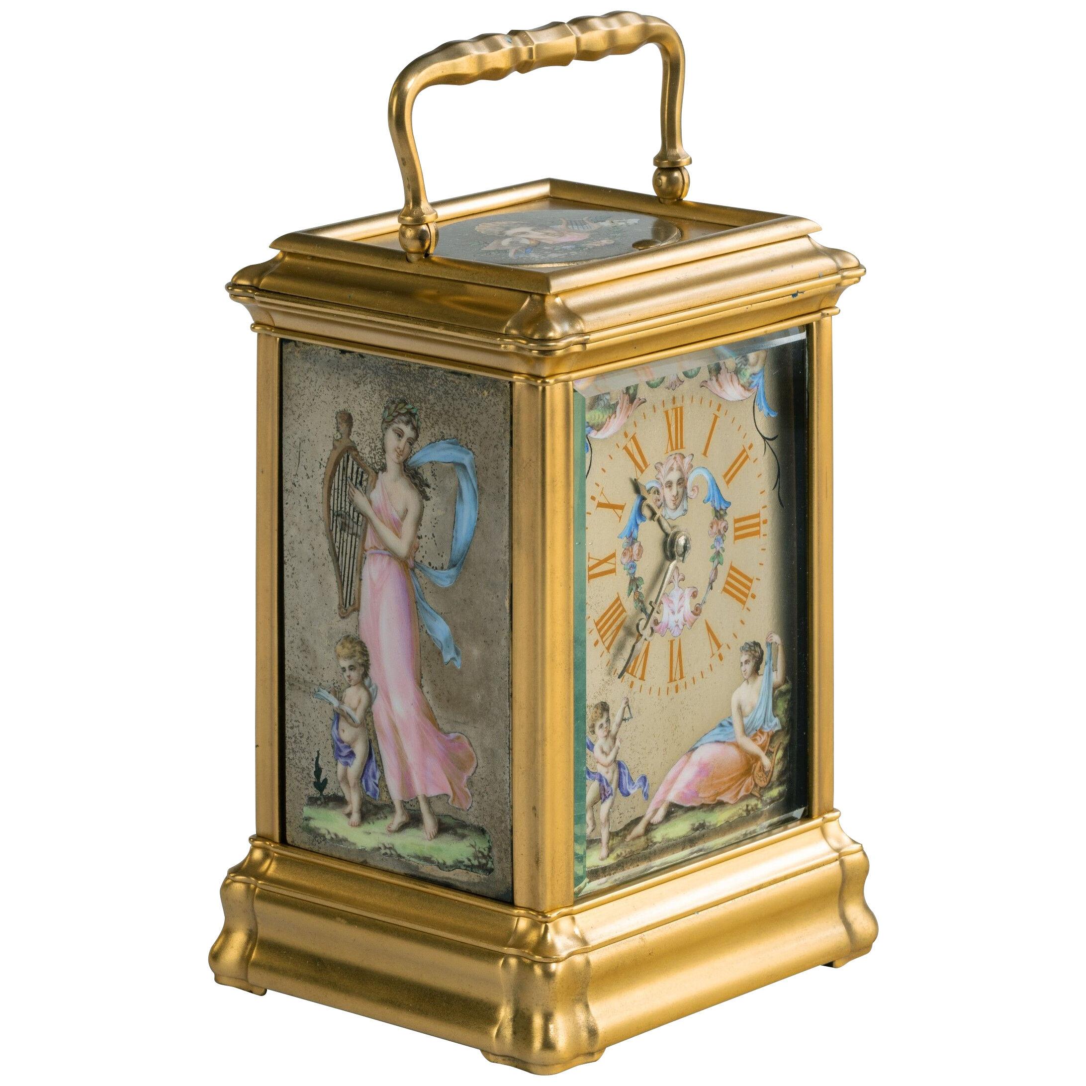 19th Century French Painted Carriage Clock
