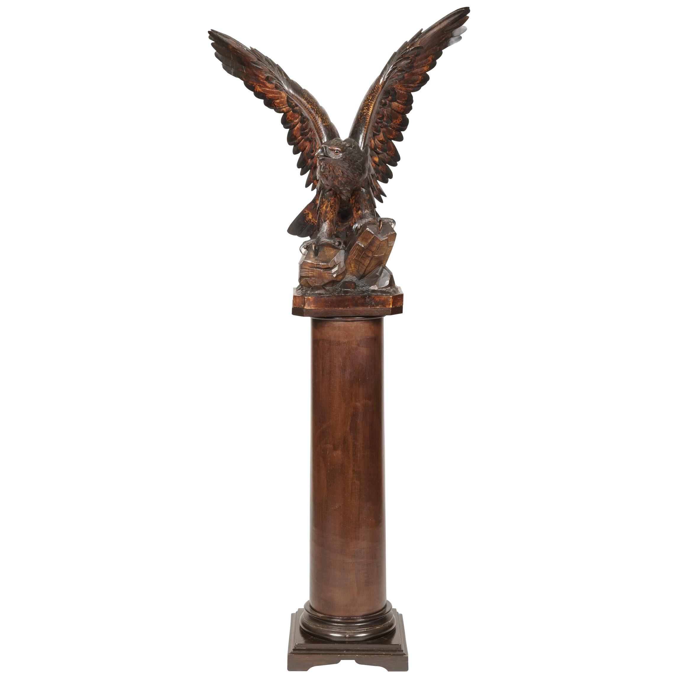 19th Century Black Forest Sculpture of an Eagle on Pedestal