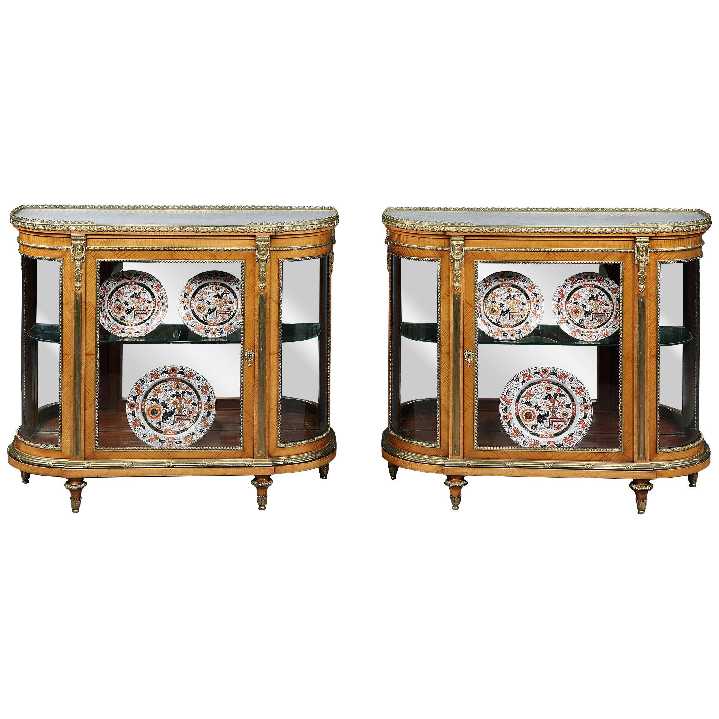 Pair of Satin Birch Display Cabinets