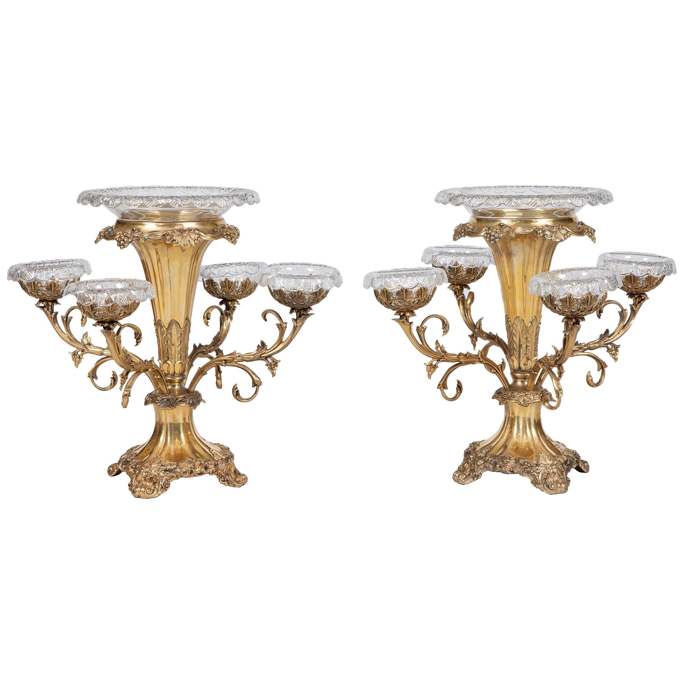 Pair of Victorian Silver Gilt Plated Centrepieces