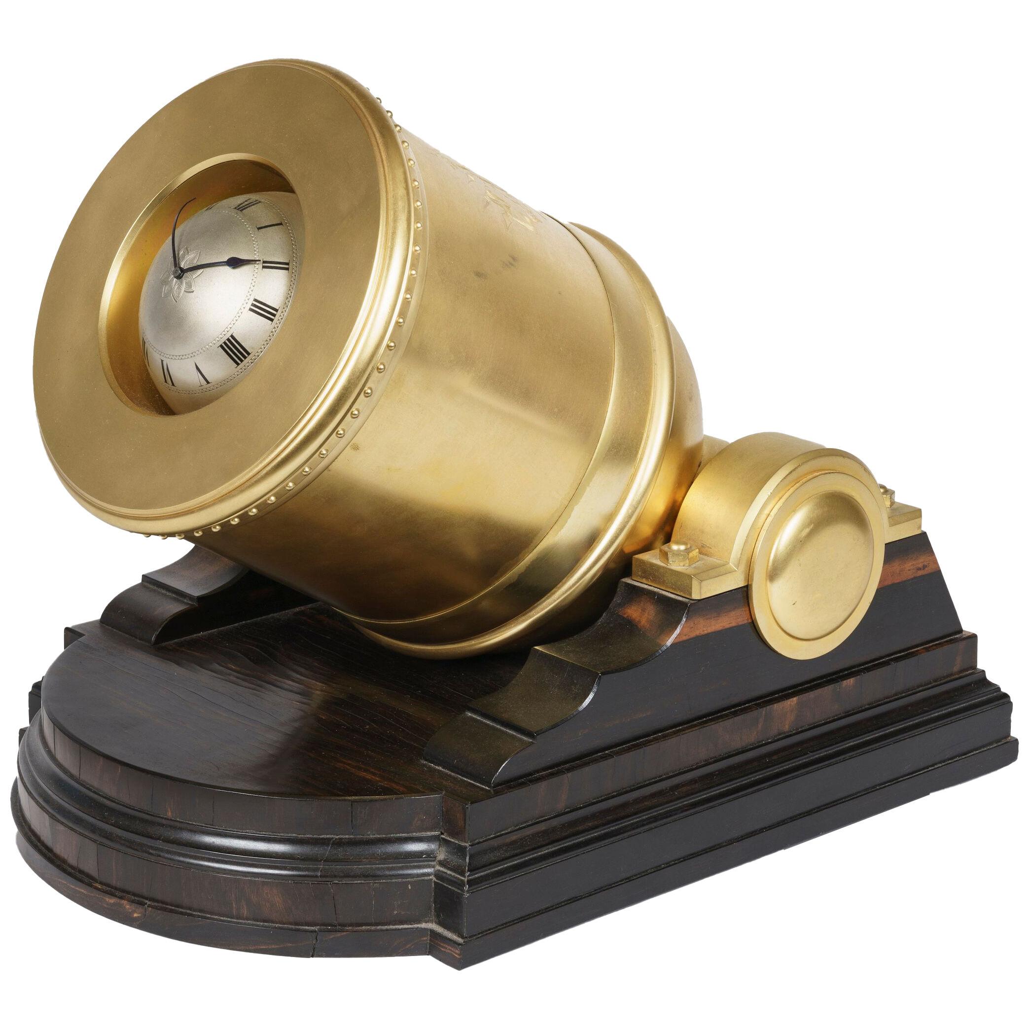 Rare Brass & Coromandel 'Cannon' Clock