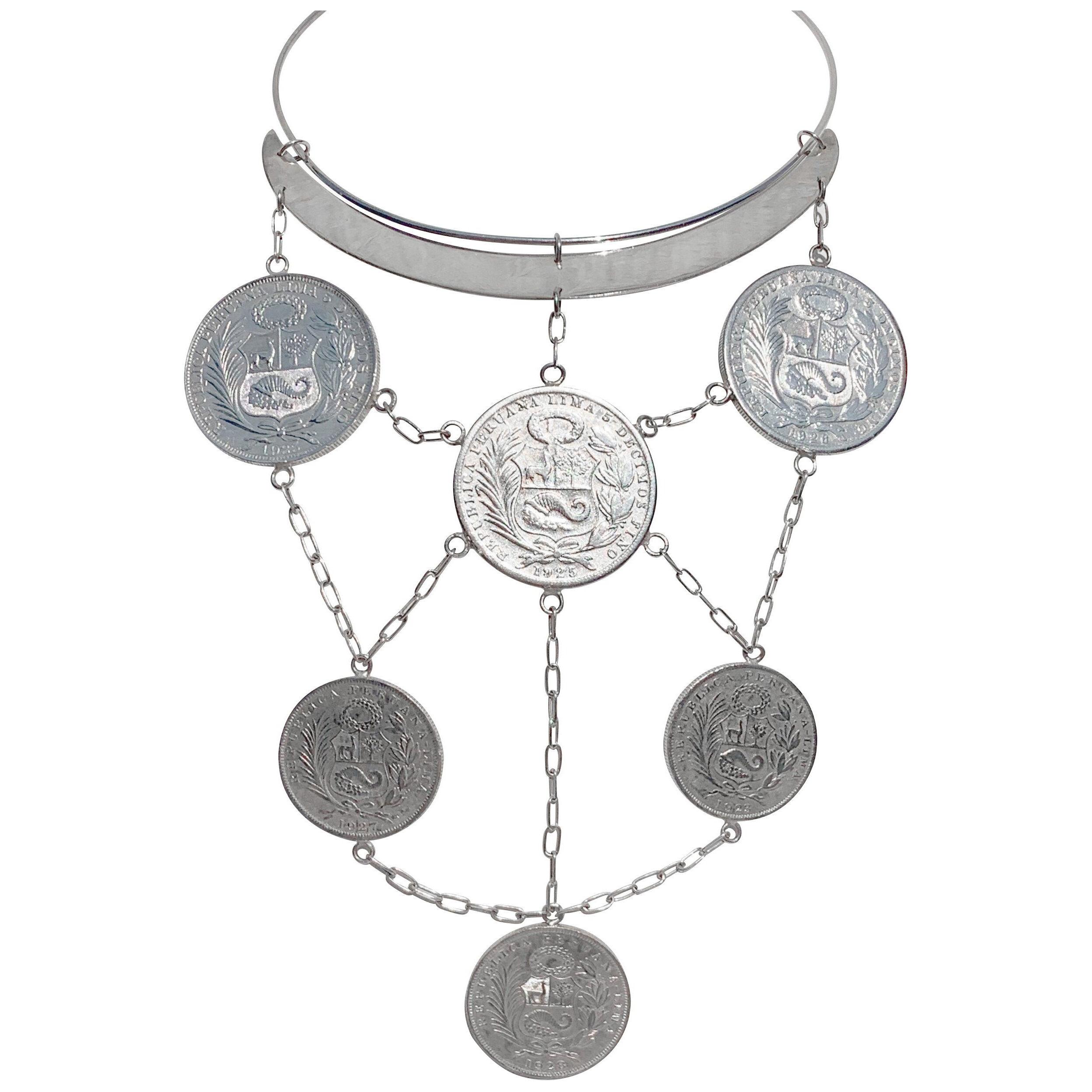 Peruvian 1920s to 1930s Coins Necklace