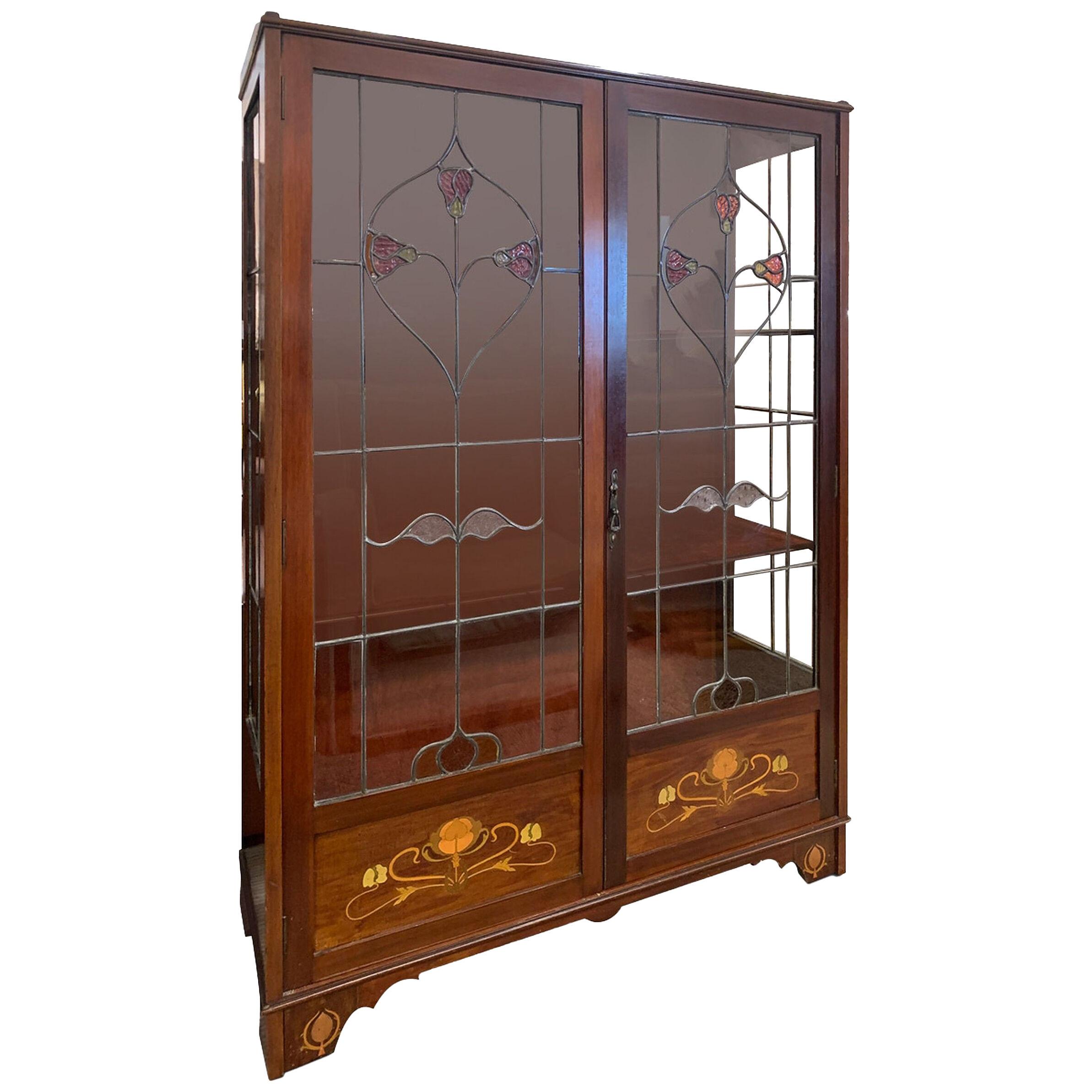 Art Nouveau Mahogany Glazed Display Cabinet