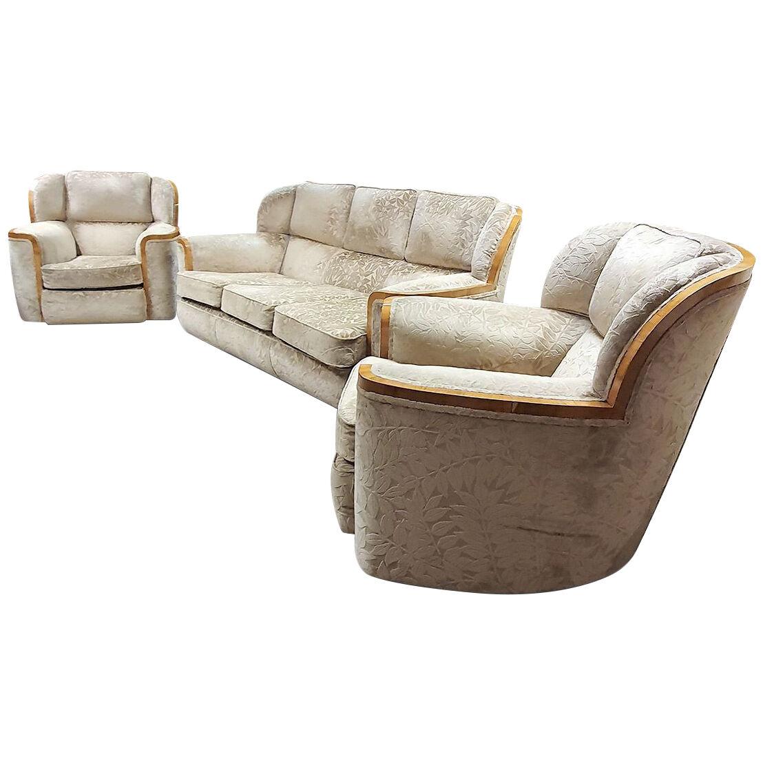 Art Deco Lounge suite of Sofa and Armchairs