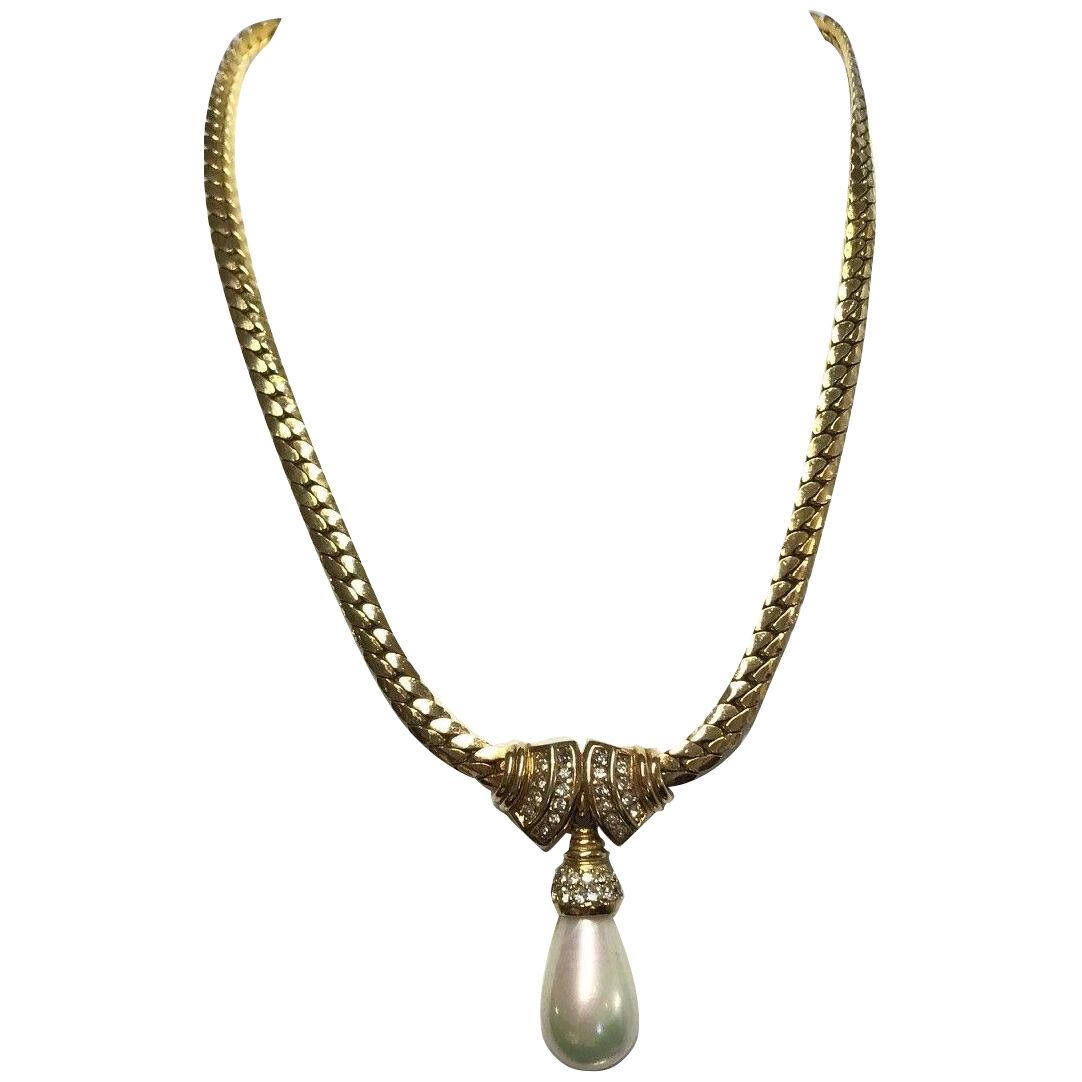 Christian Dior Pearl Drop Necklace