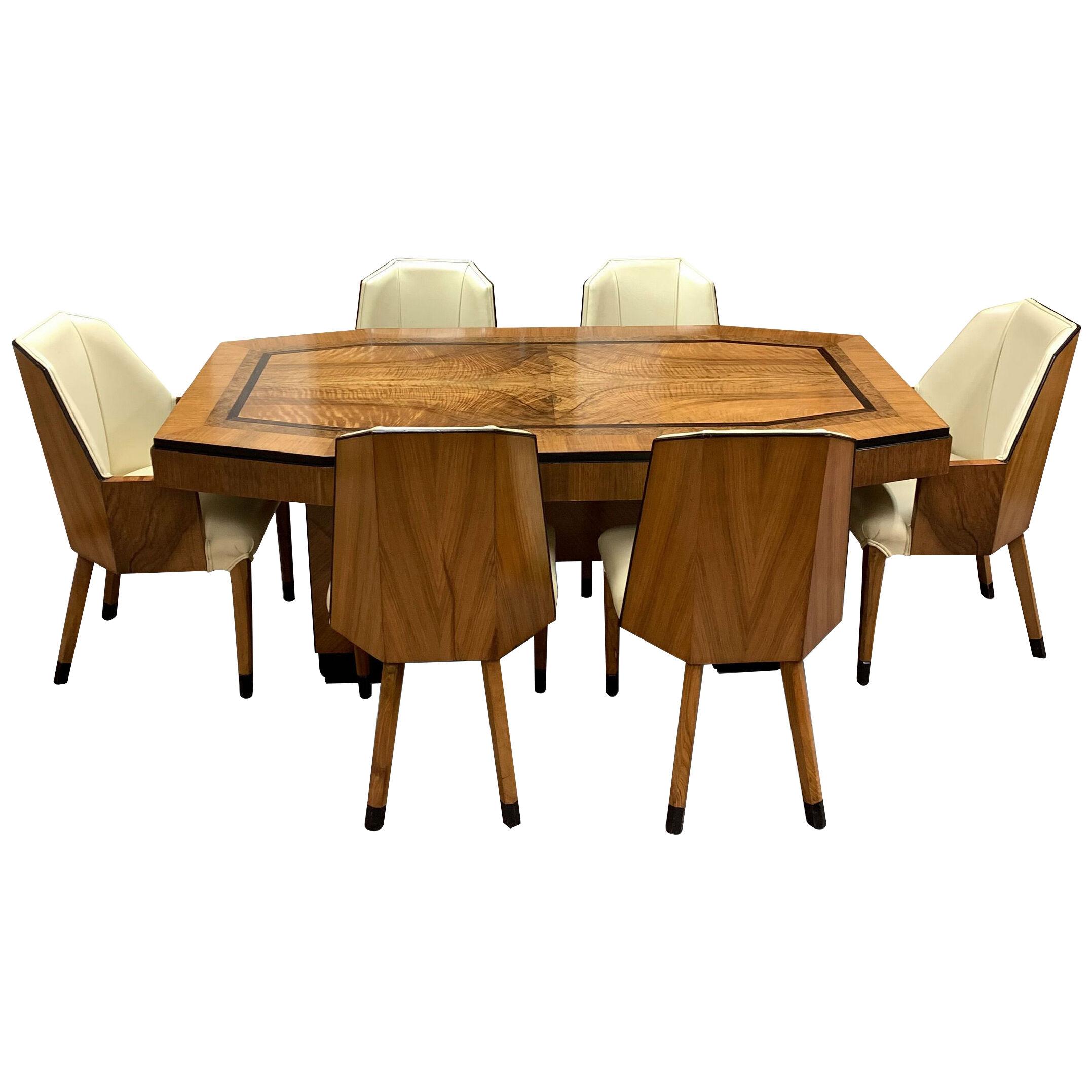Hille Art Deco Dining Table with two Carver Armchairs and 4 Dining Chairs