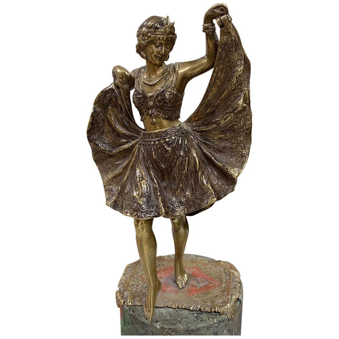 Art Nouveau Bronze  “WINDY DAY” by Franz Xavier Bergman