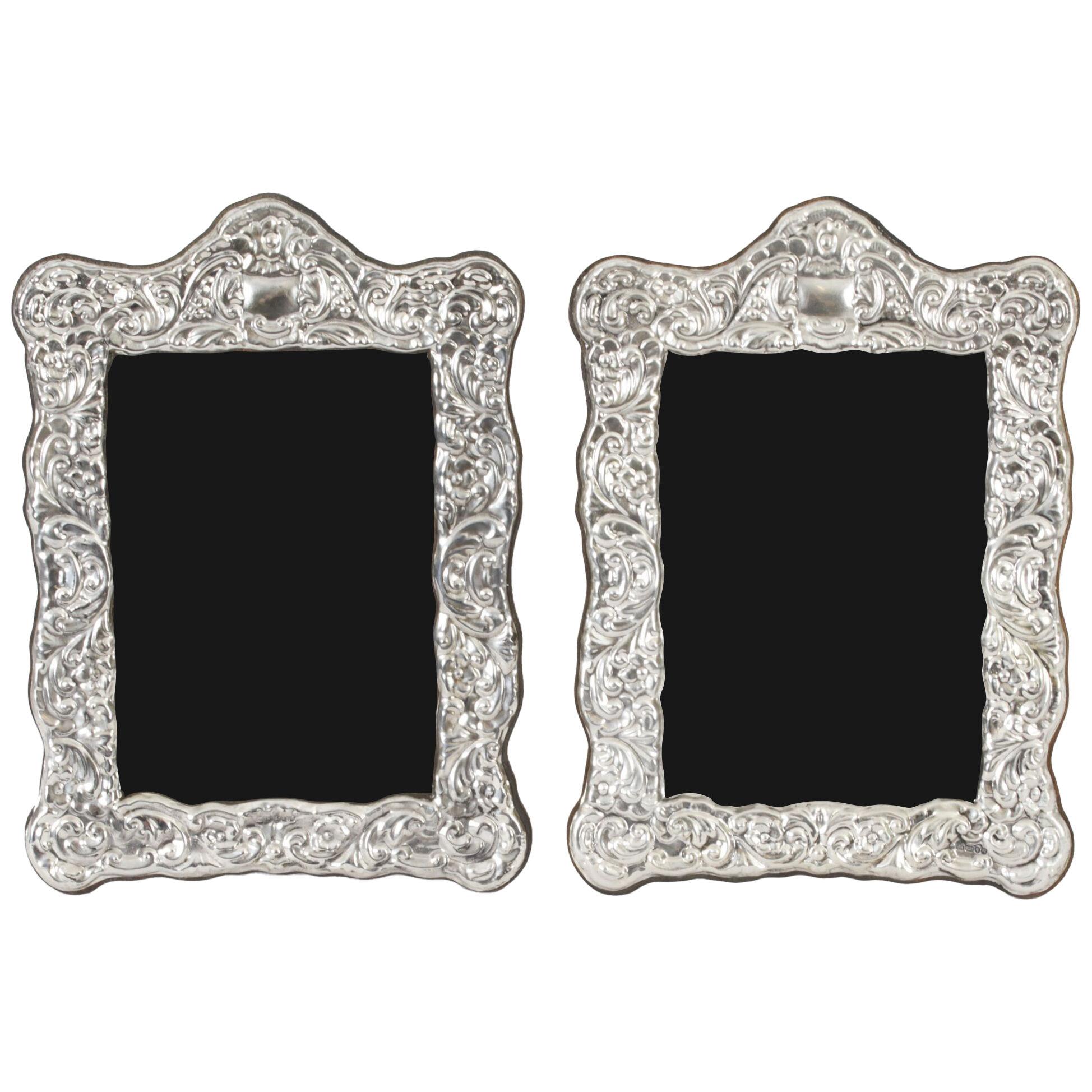 Vintage Pair of Sterling Silver Photo Frames by Harry Frane London 2010