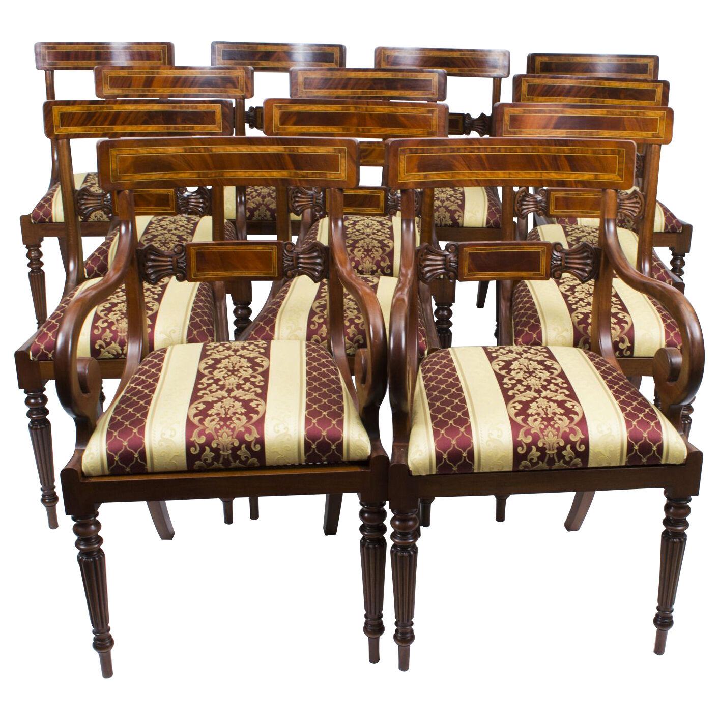 Splendid Bespoke Set of 12 Regency Style Dining Chairs Armchairs