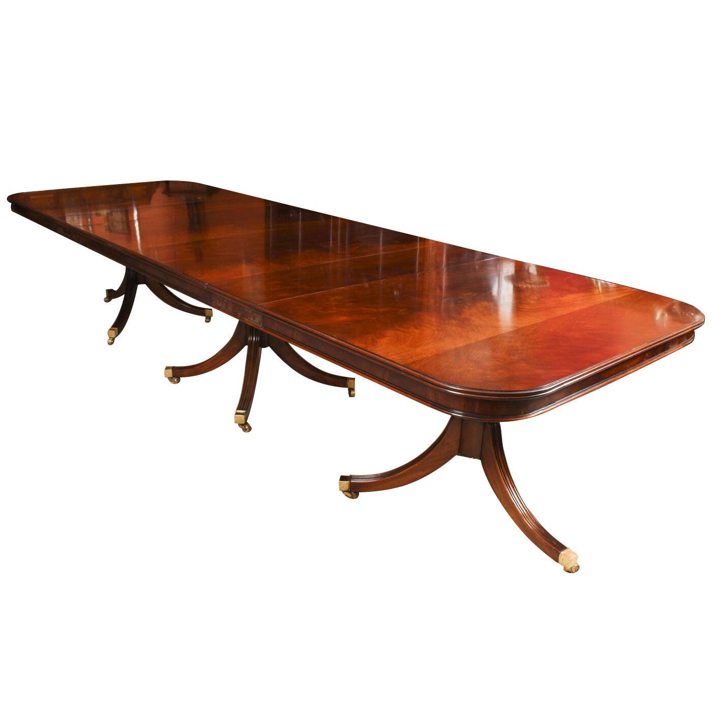 Bespoke 12ft Regency Revival Dining Table Inlaid Flame Mahogany