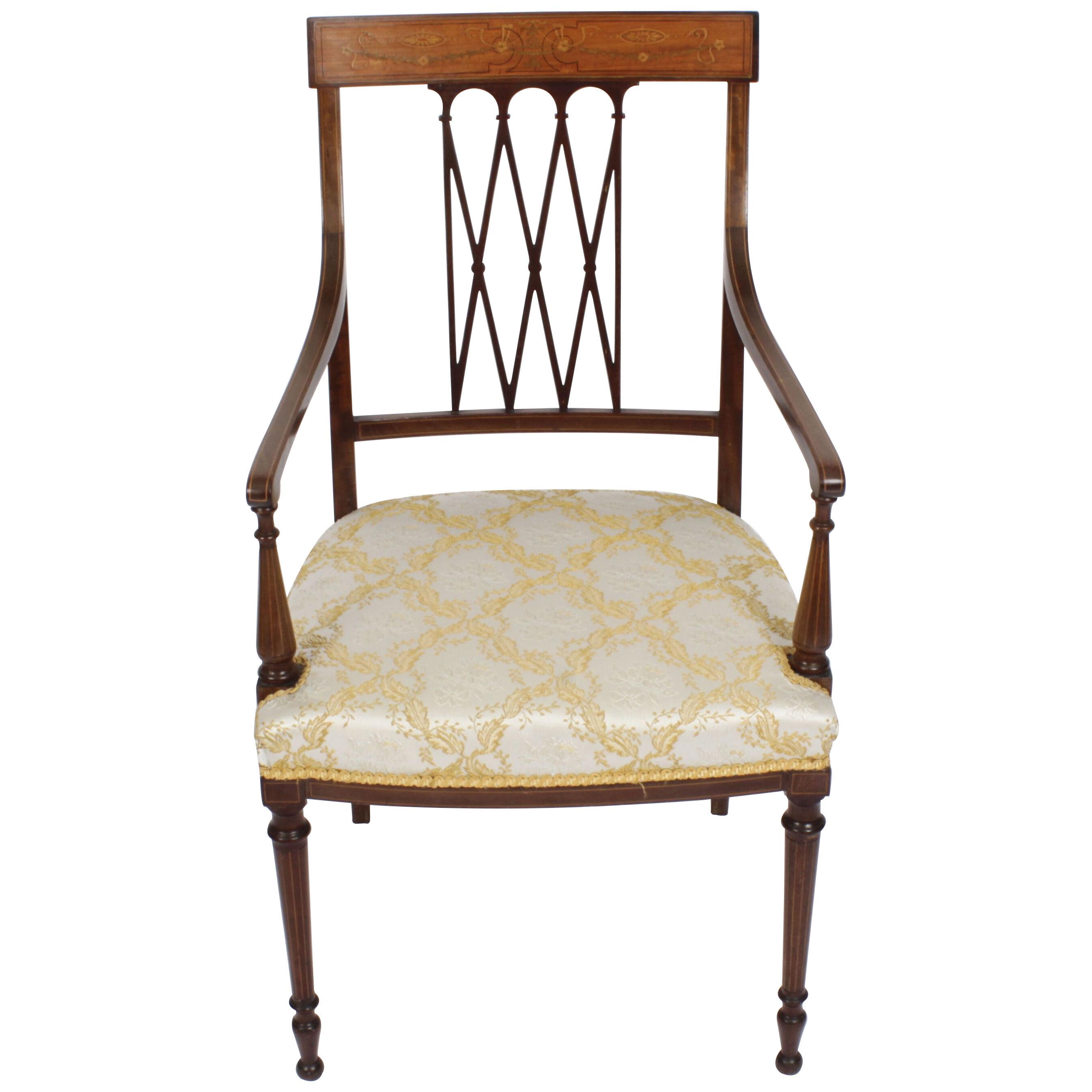 Antique Sheraton Revival Armchair by Maple & Co C1880 19th C