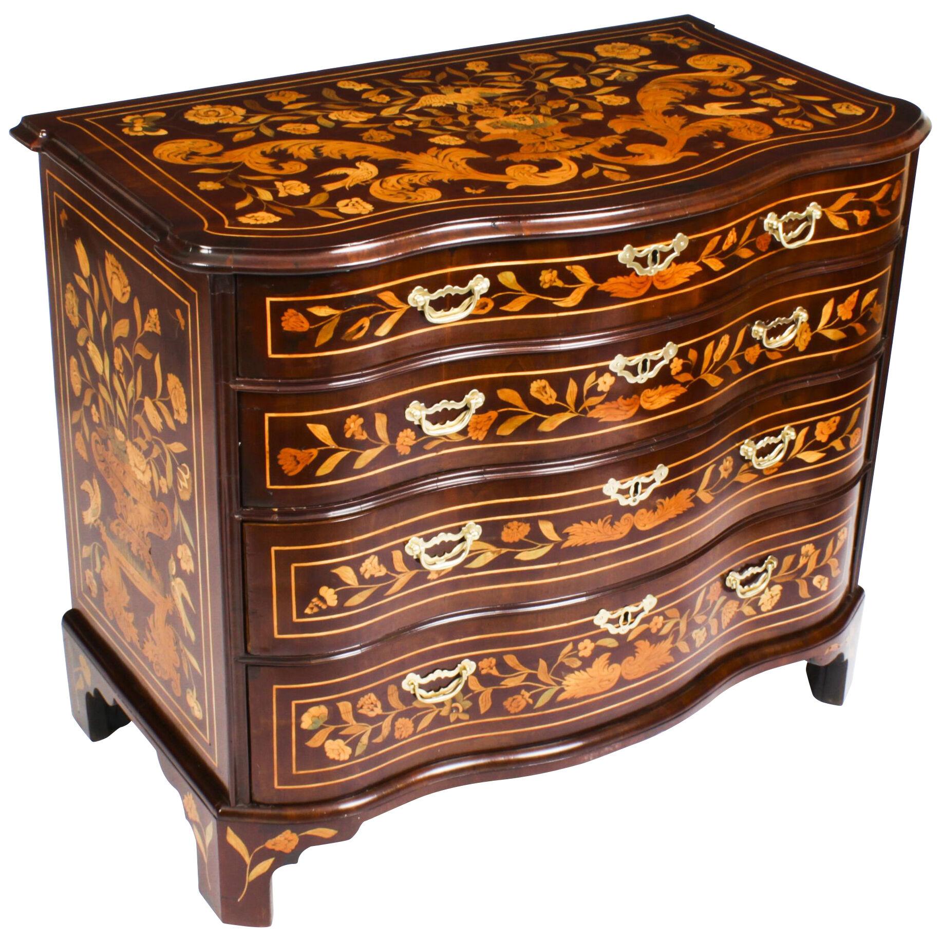 Antique Dutch Marquetry Chest of Drawers 19th Century