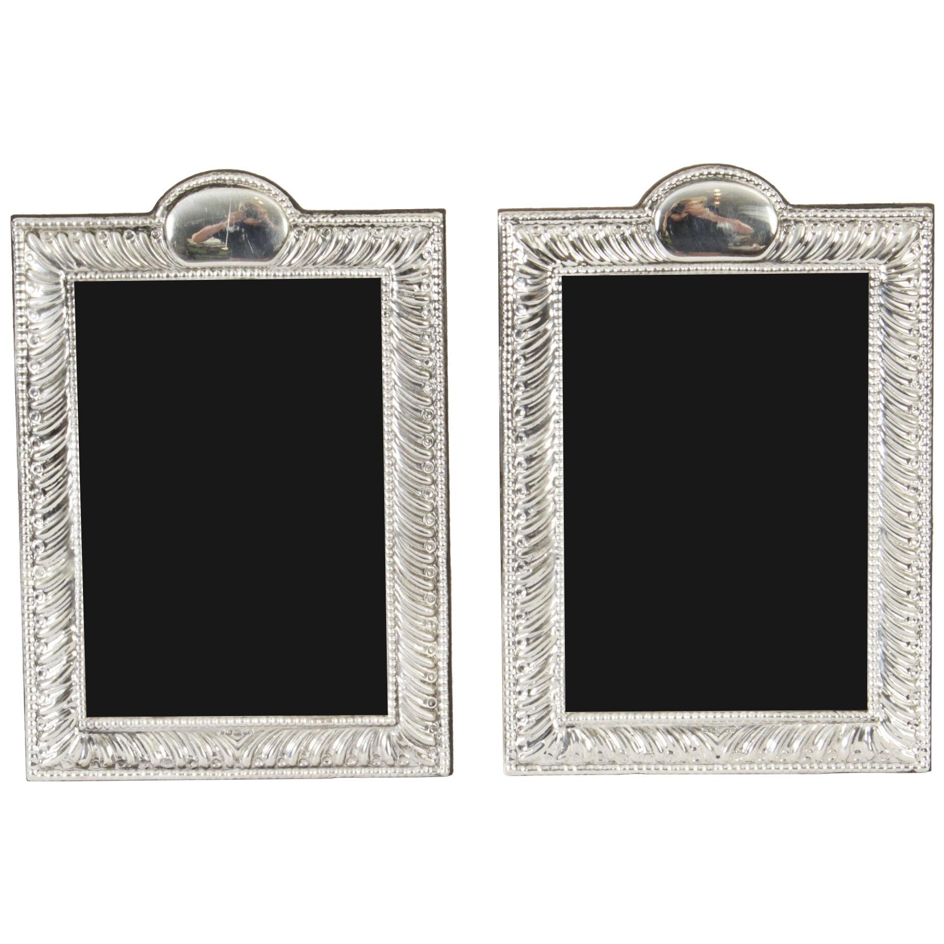 Vintage Pair Neo-classical Sterling Silver Photo Frames by Harry Frane