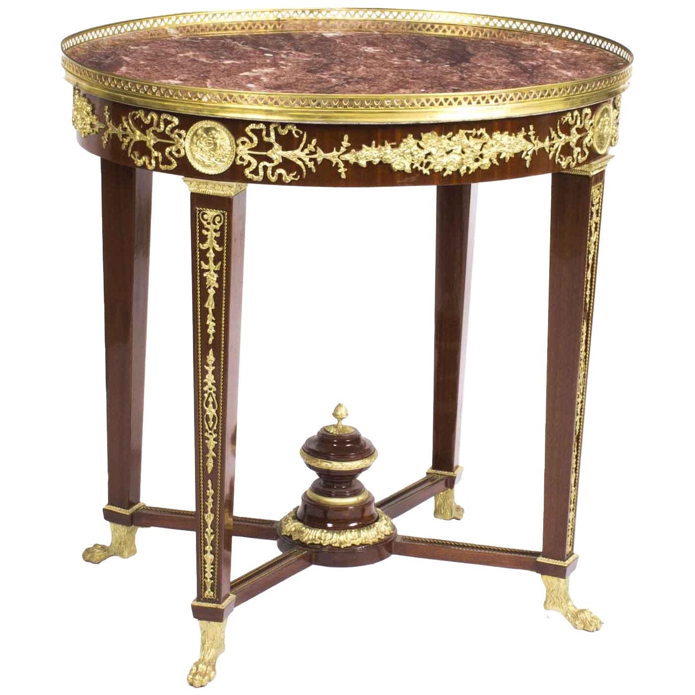 Vintage Empire Revival Marble Top Ormolu Mounted Occasional Table 20th C