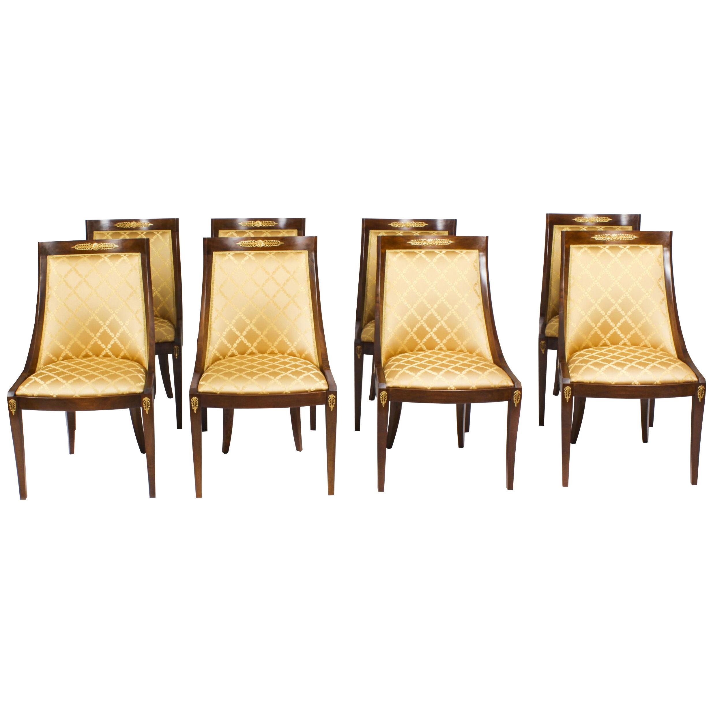 Bespoke Set of Eight French Empire Revival Gondola Dining Chairs