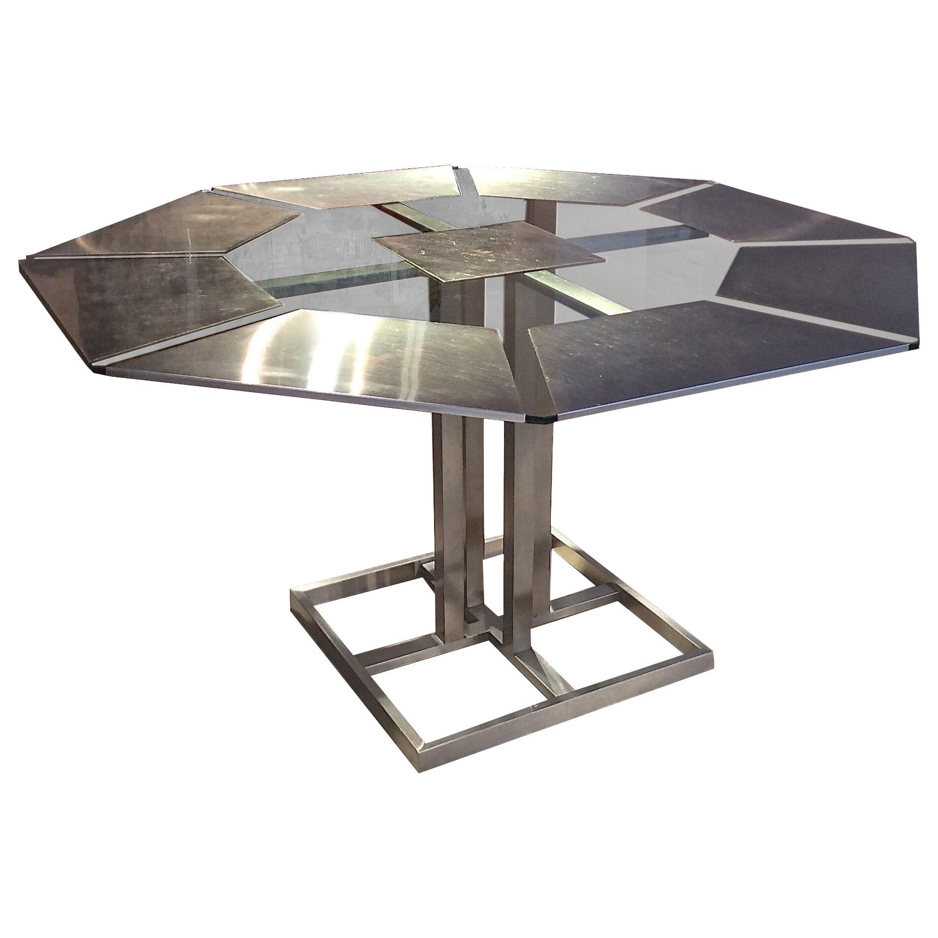 French 1970s Octagonal Dining Table by Nadine Charteret