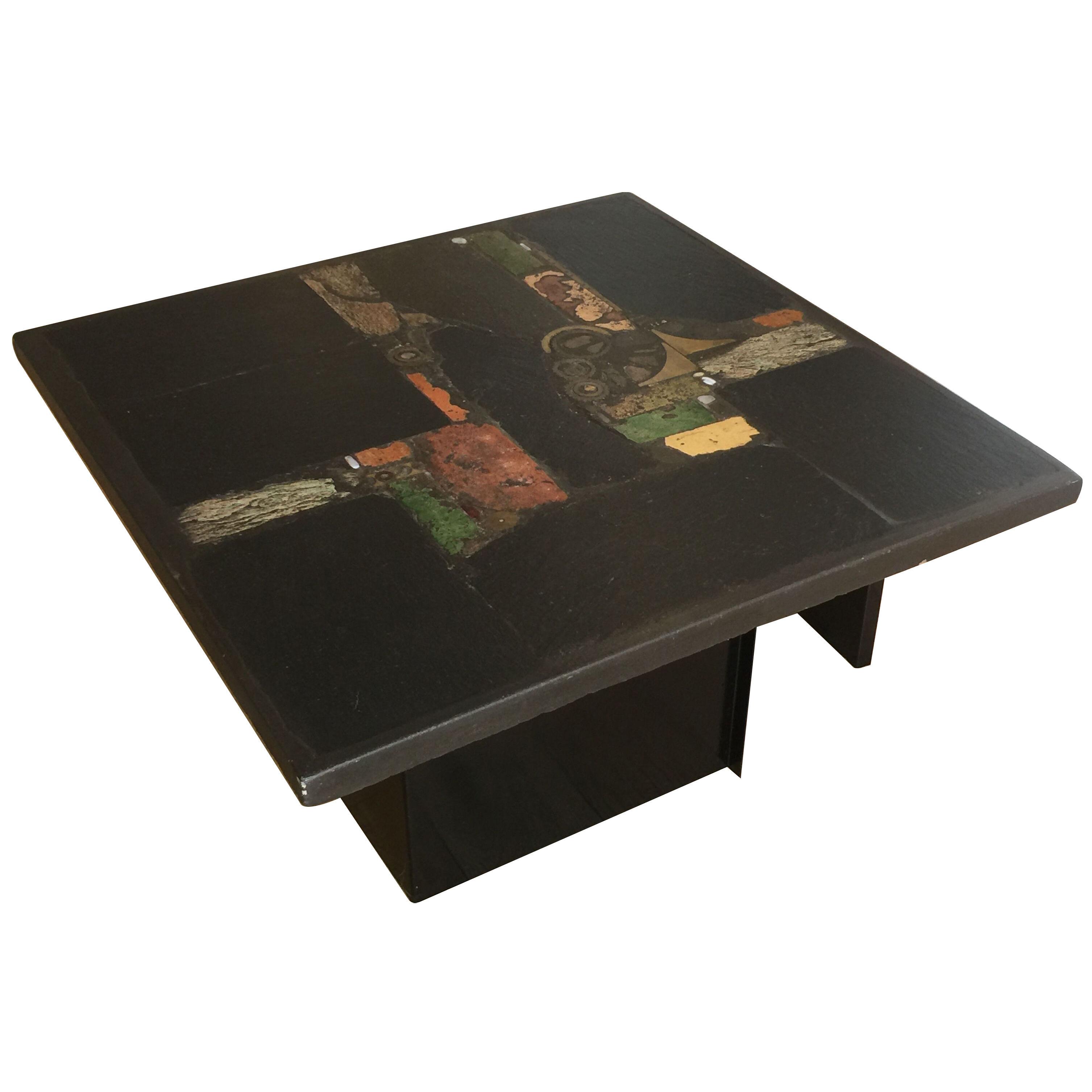 1970s Brutalist Coffee Table, attributed to Paul Kingma