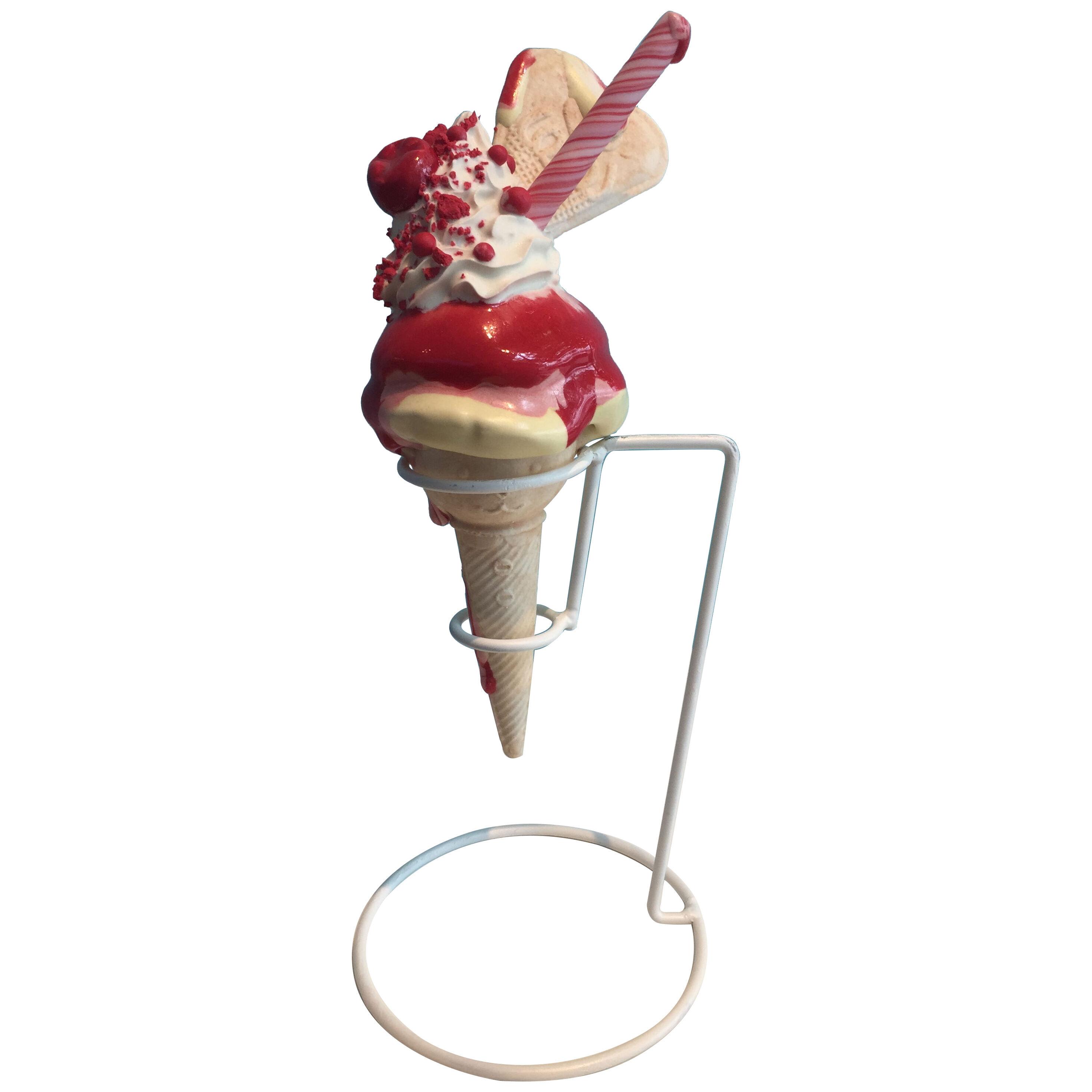 'Candy Cane Cone' on Stand, Contemporary Ceramic Sculpture by Anna Barlow