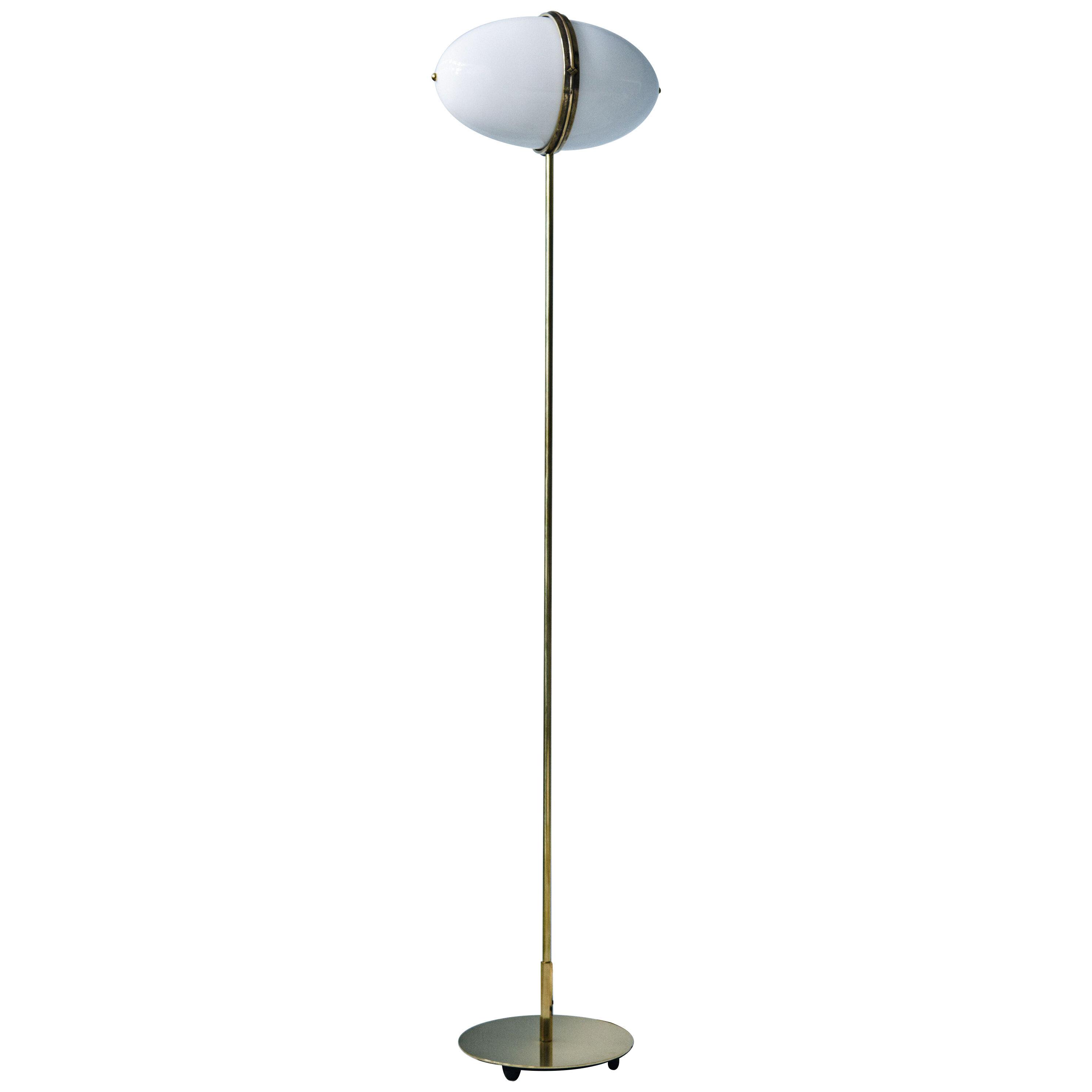 Mid Century Modern Lamp Brass Metal White Glass Casted Brass LED Dimmable