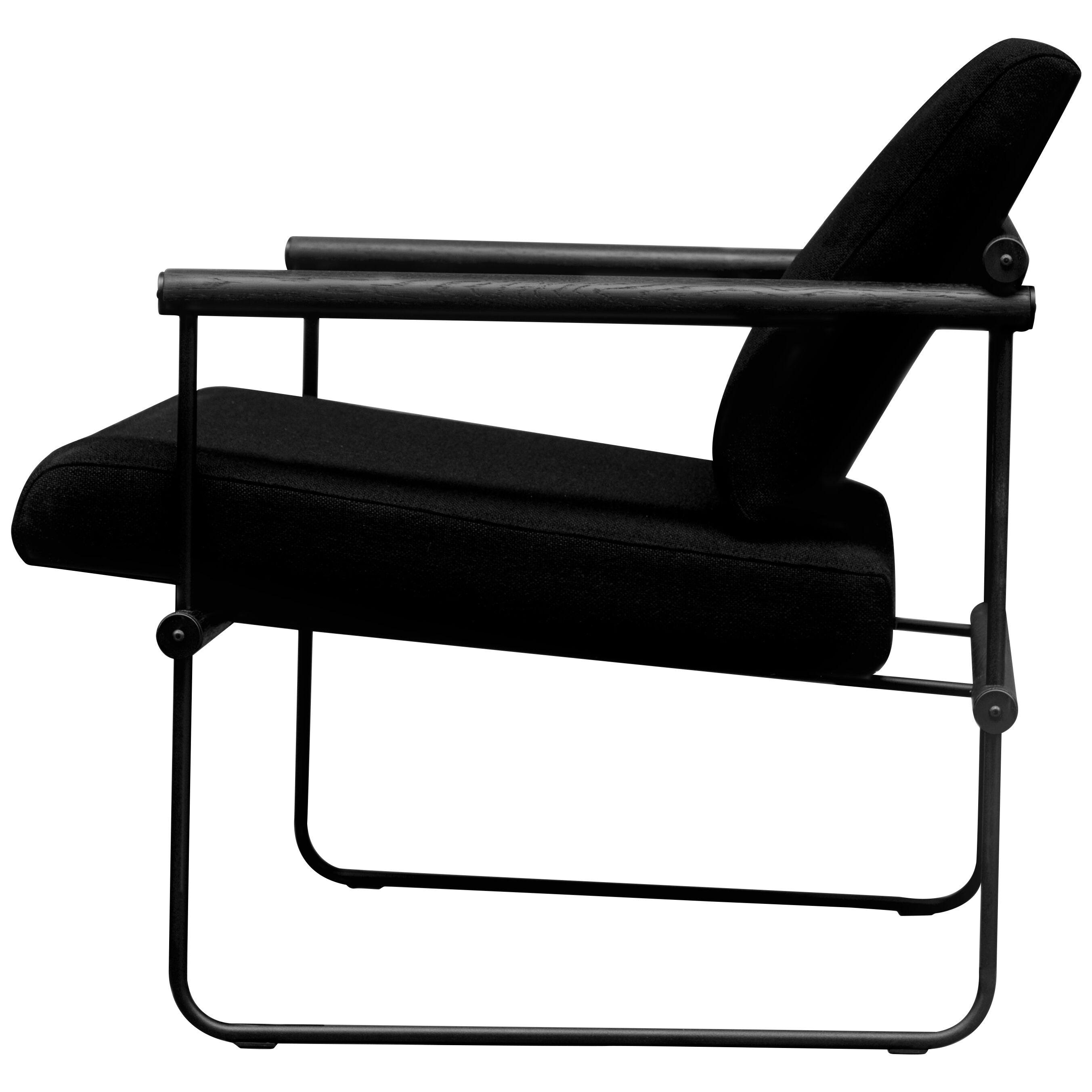 Industrial Minimalist Lounge Chair All Black Oak Steel Dedar Upholster