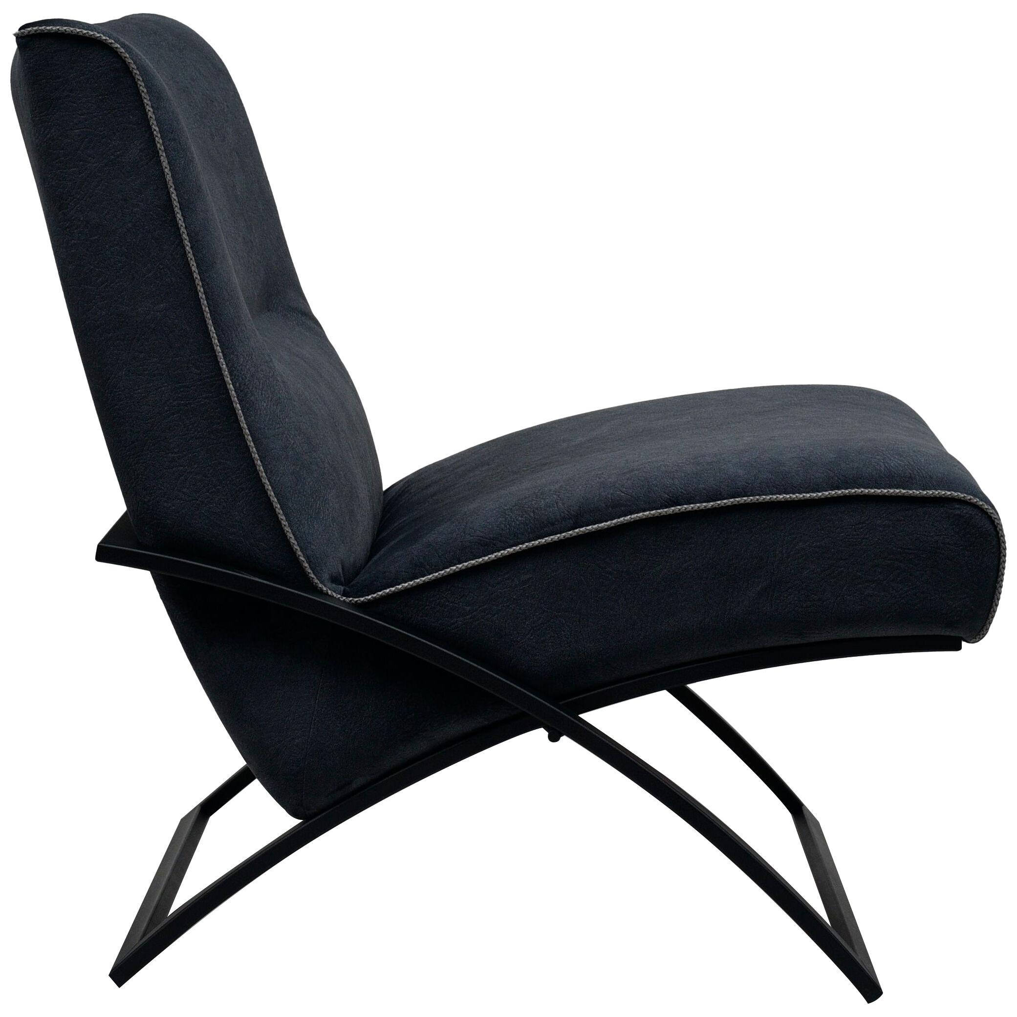 Industrial Modern Arm Chair Black Metal Frame Black Velvet Upholster 