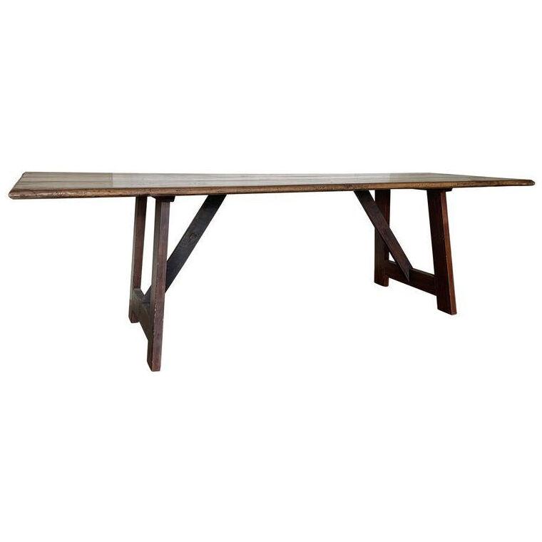 19th century walnut trestle table