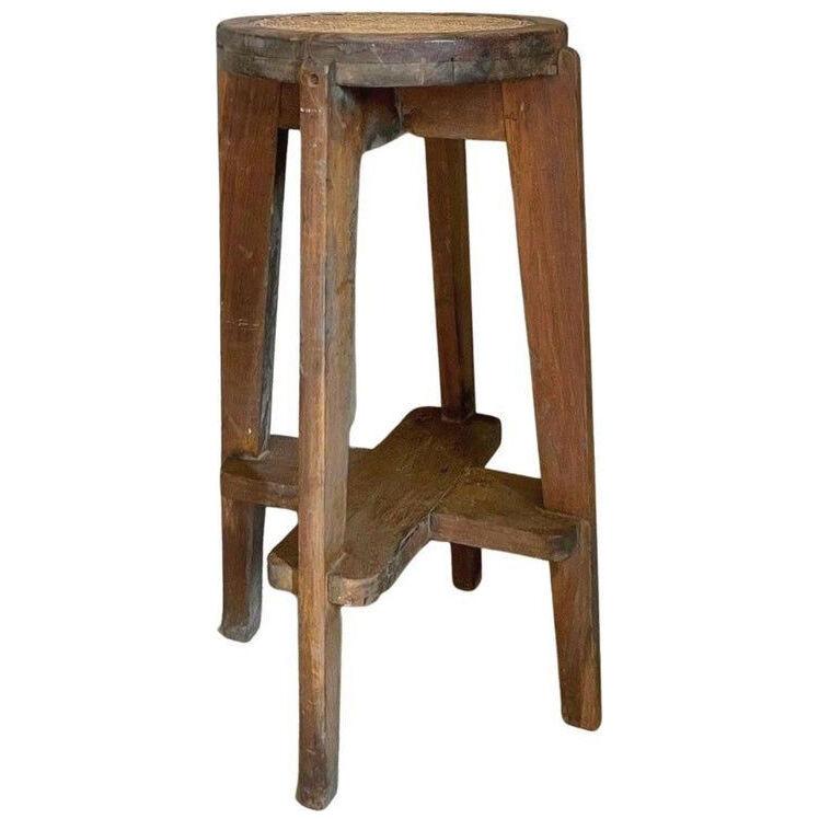 Pierre Jeanneret Chandigarh high stool with canework PJ-011001