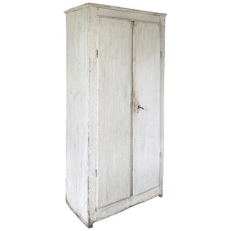 19th century linnen cupboard in original white paint