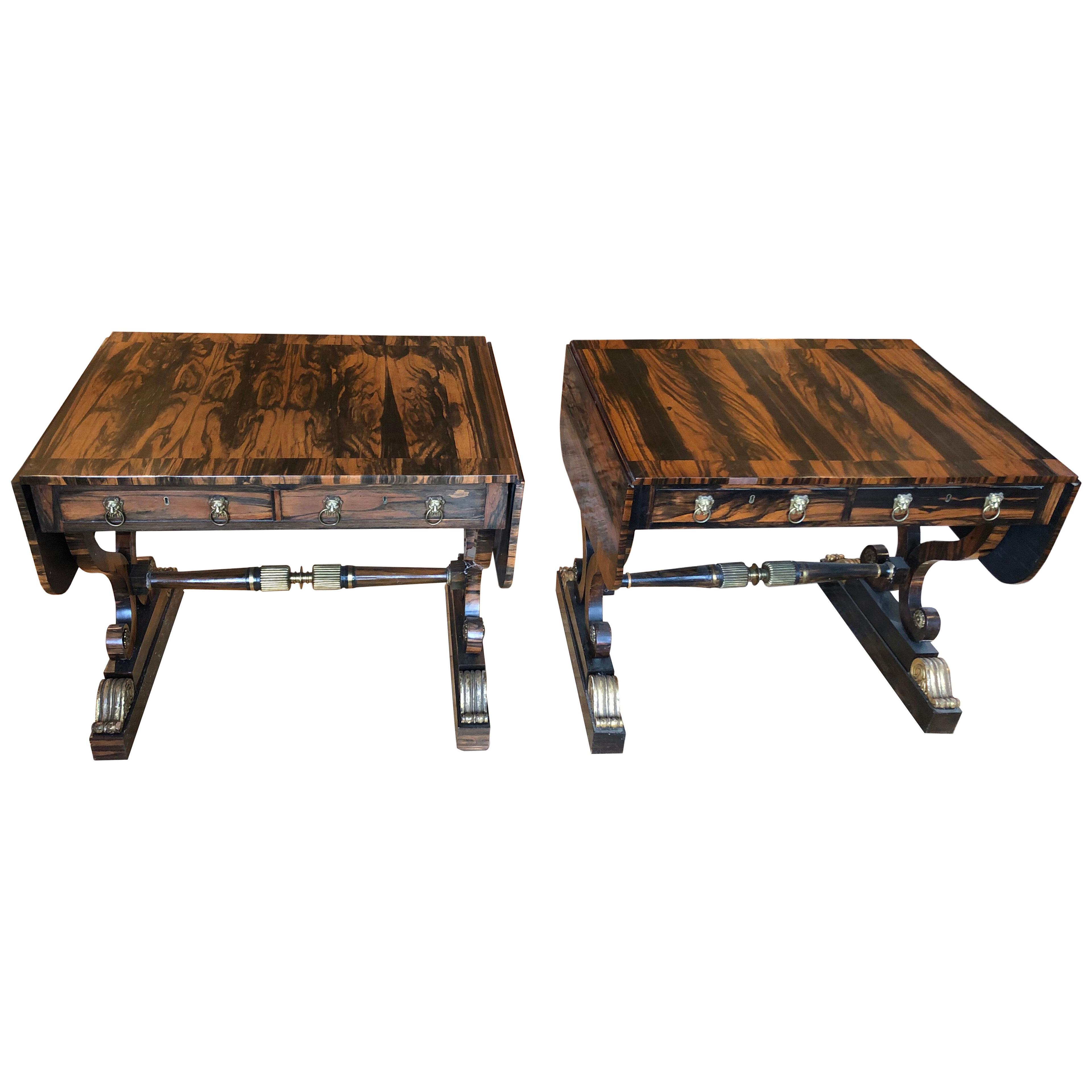 Sofa Tables , Superb Pair of Regency Calamander Wood Tables Circa 1810.