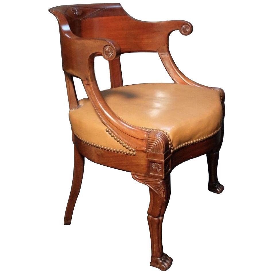 An Empire Mahogany Desk Chair, Early 19th Century