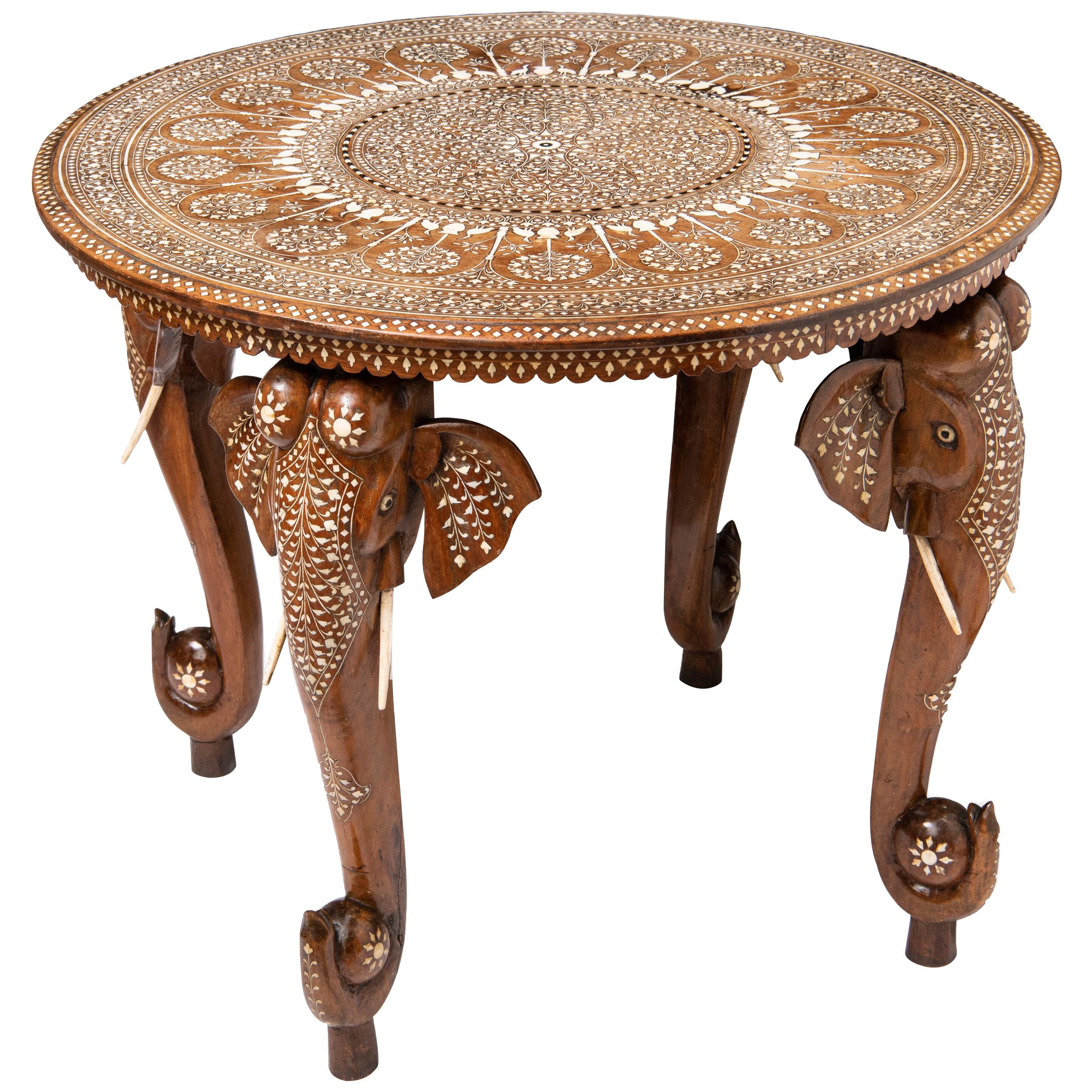 Indian "Hoshiapur" Table with Bone Inlay, circa 1900