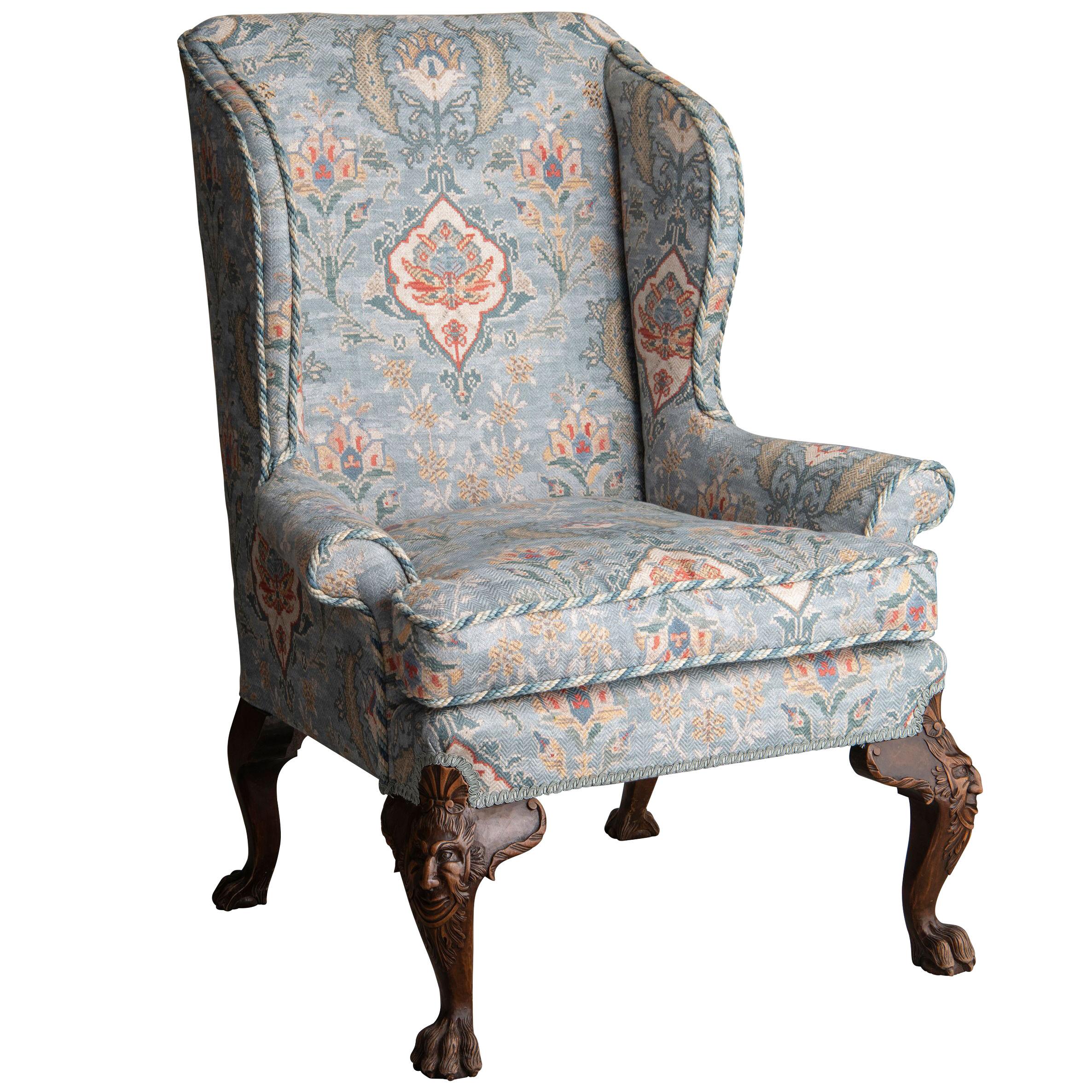 Mahogany Wing back chair of large proportions, England circa 1880