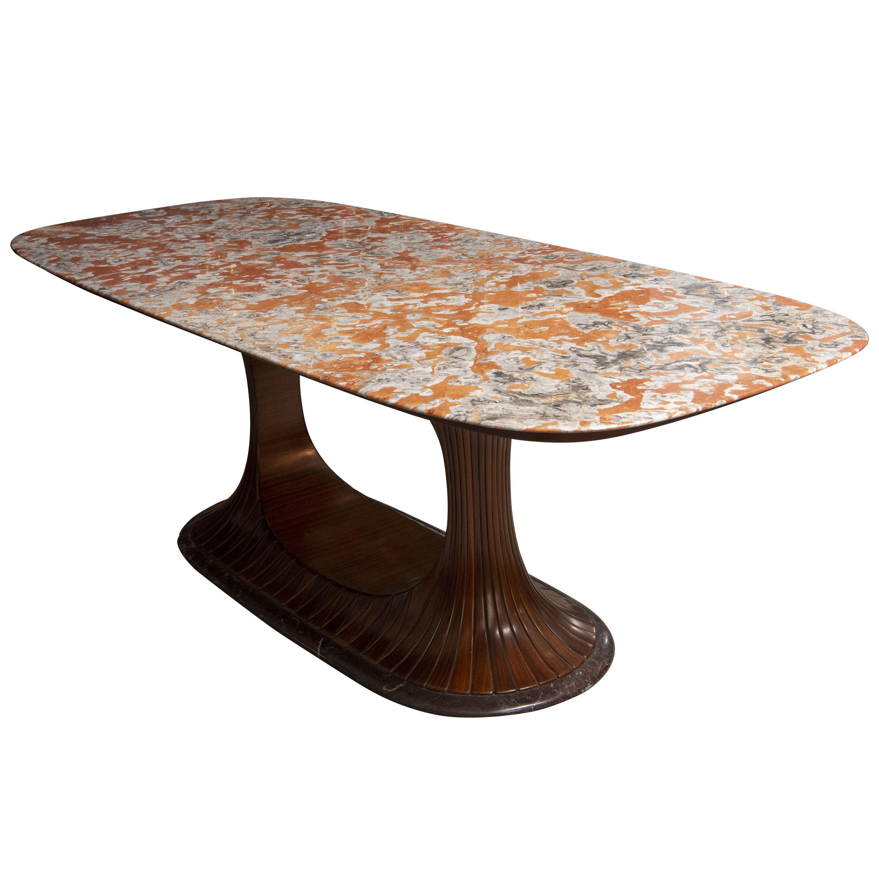 Mahogany And Marble Centre Table Table By Osvaldo Borsani Italy, Circa 1950