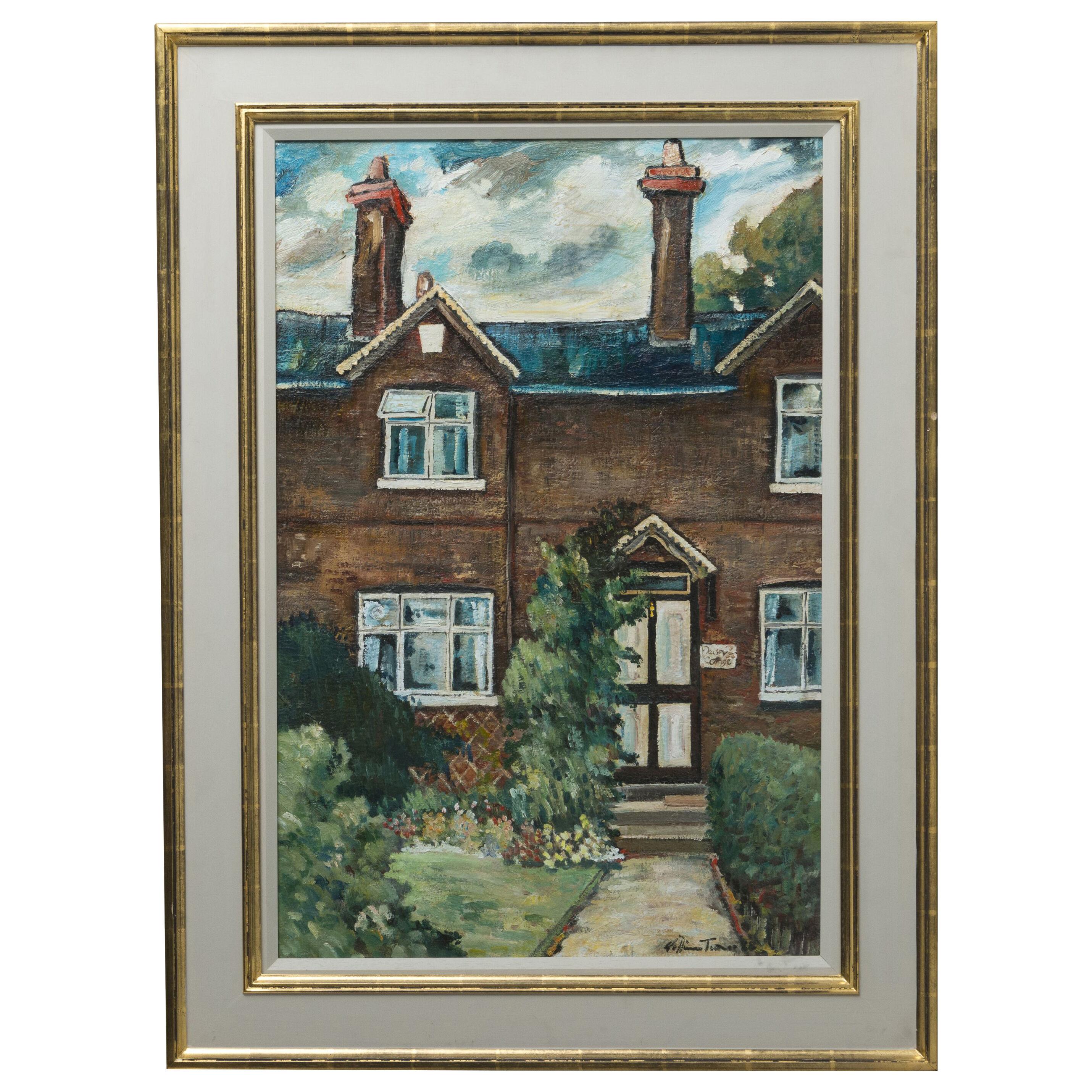 Oil painting of “Daisy Cottage, Knutsford” by William Turner, England 1988