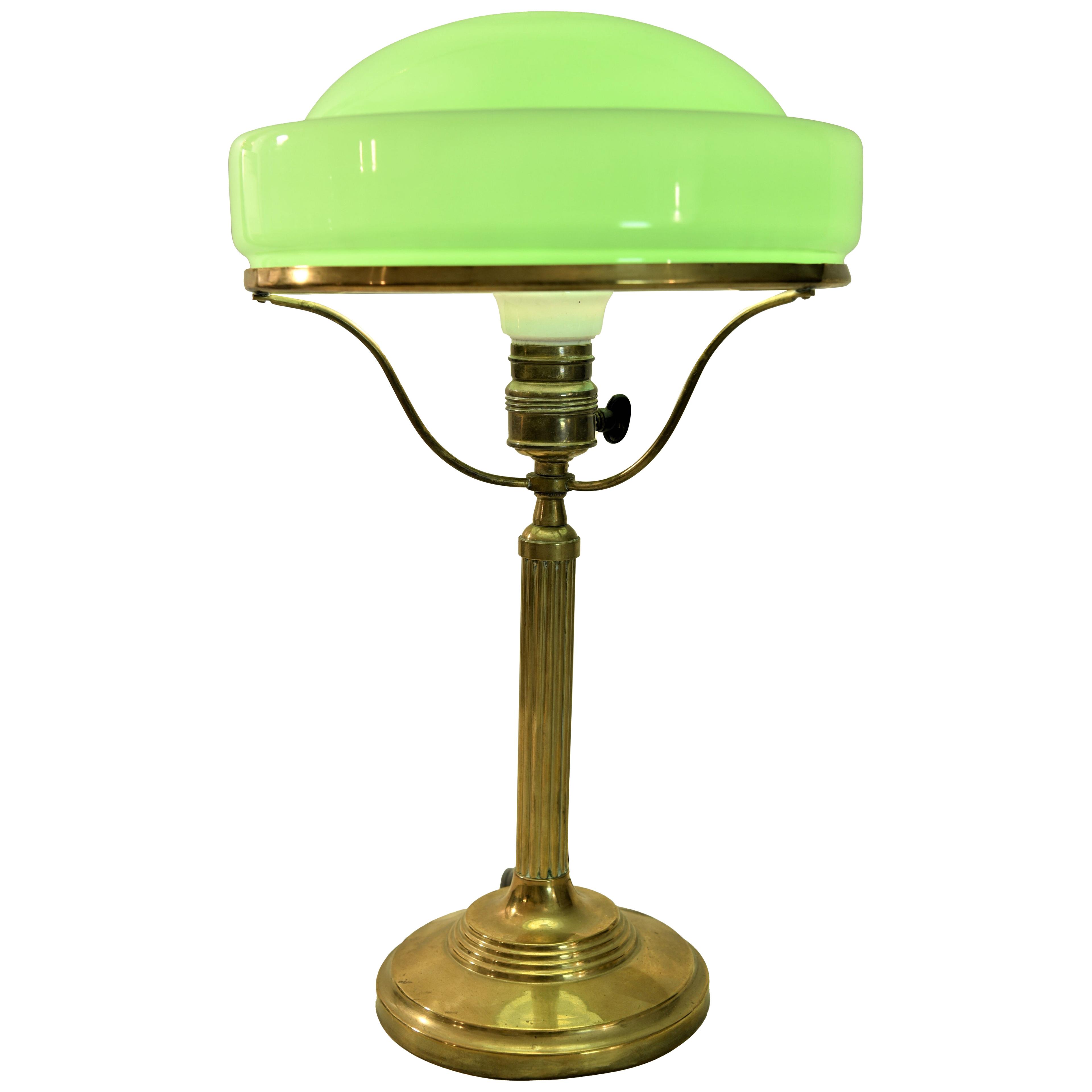 Jugendstil / Art Nouveau Brass and Glass Table Lamp Made in Sweden, 1920´s