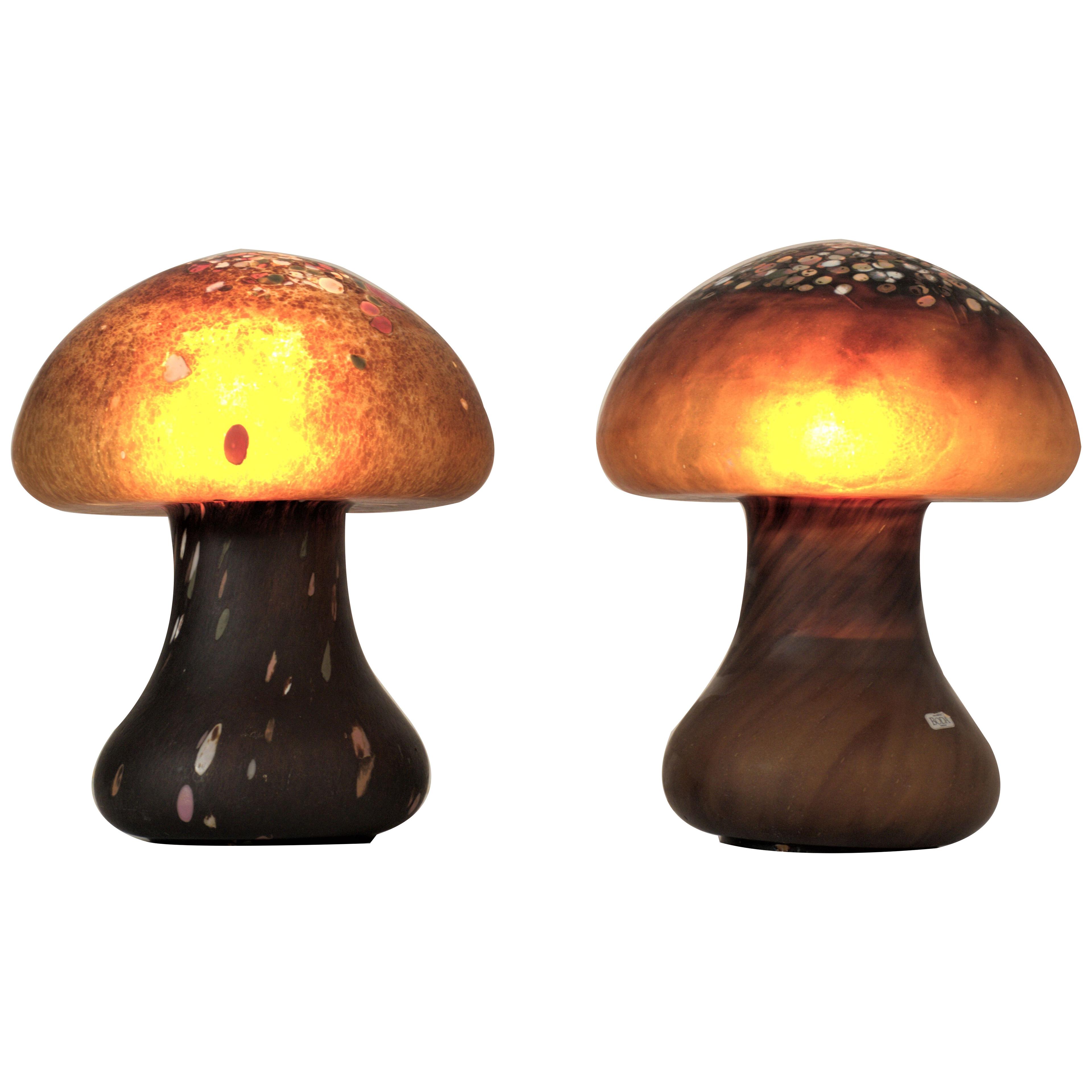 Rare Pair Kosta Boda Mushroom Shaped Glass Lamps by Monica Backström
