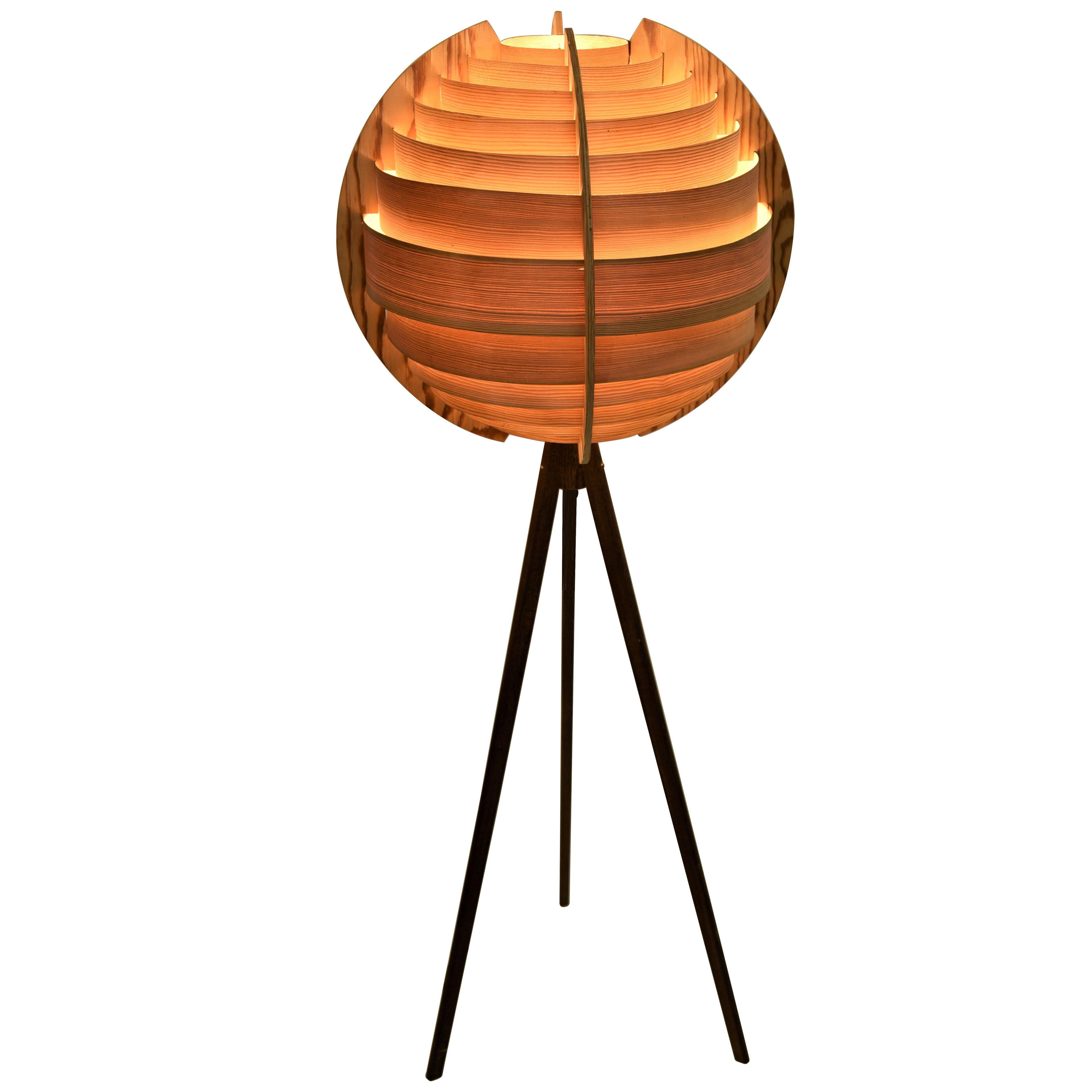 Swedish Pine and Mahogany Floor Lamp Designed by Hans-Agne Jakobsson 1960´s