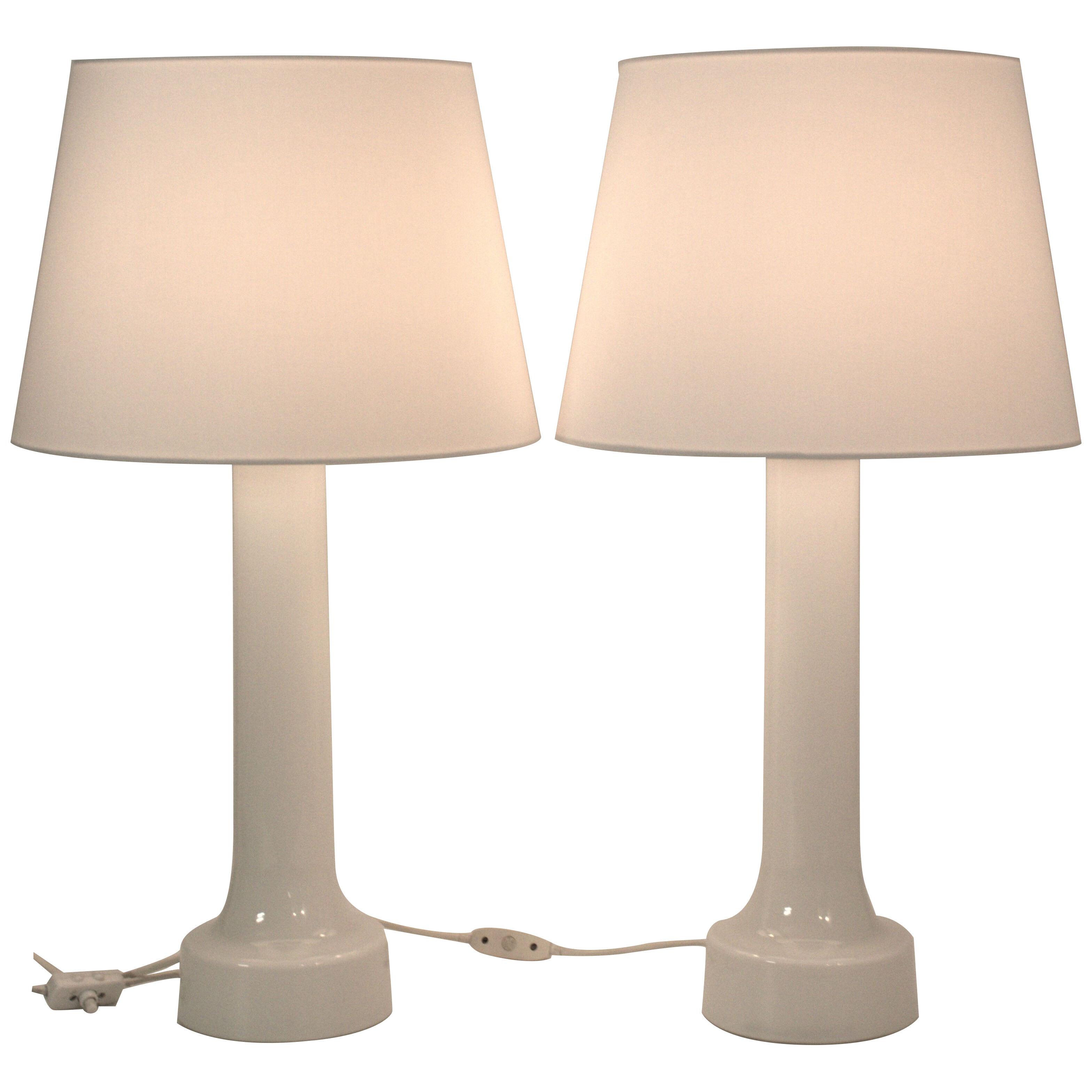 Pair Large Art Glass Table Lamps Made by Bergboms, Sweden, 1960´s