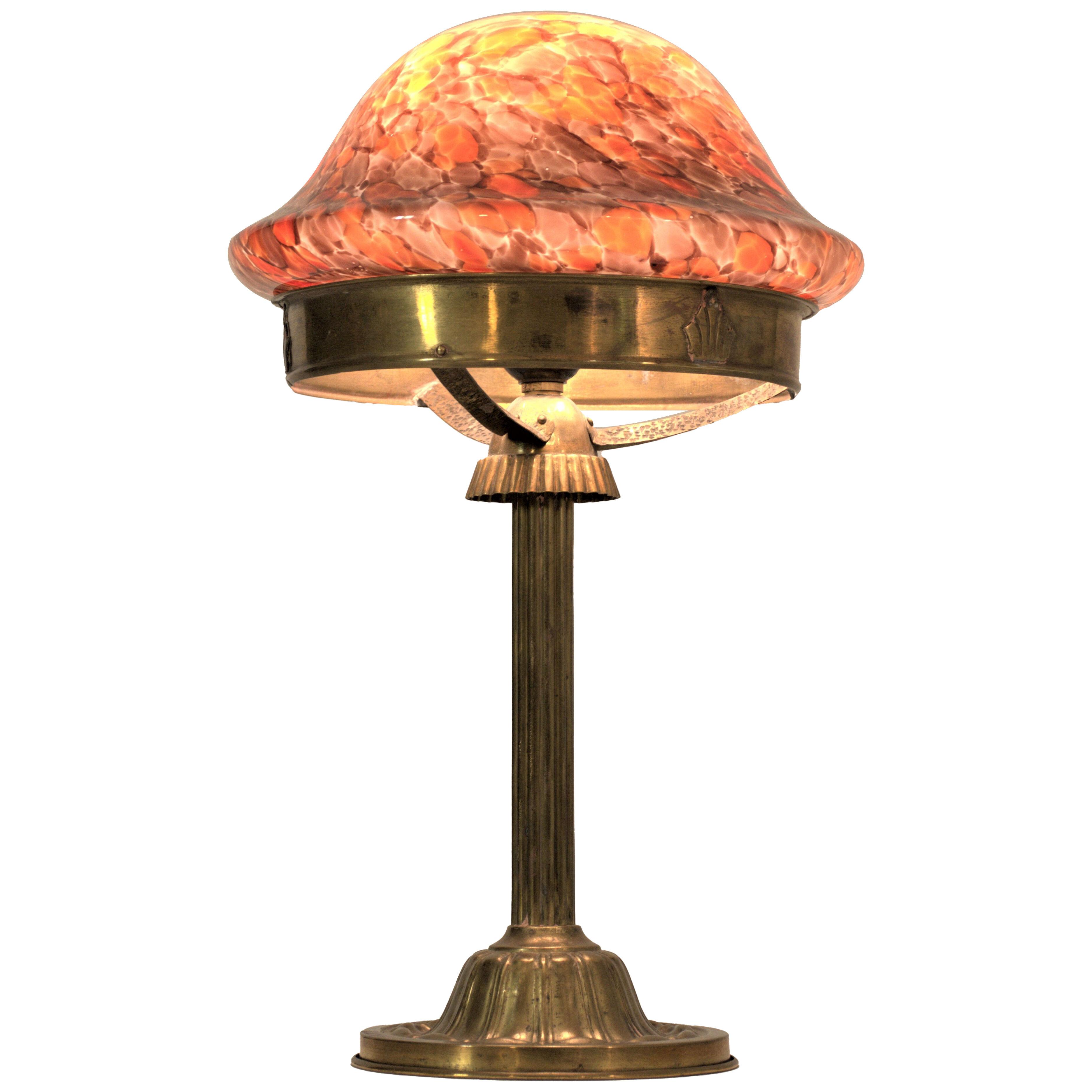 Swedish Grace Brass and Hand Blown Glass Table Lamp, 1920´s