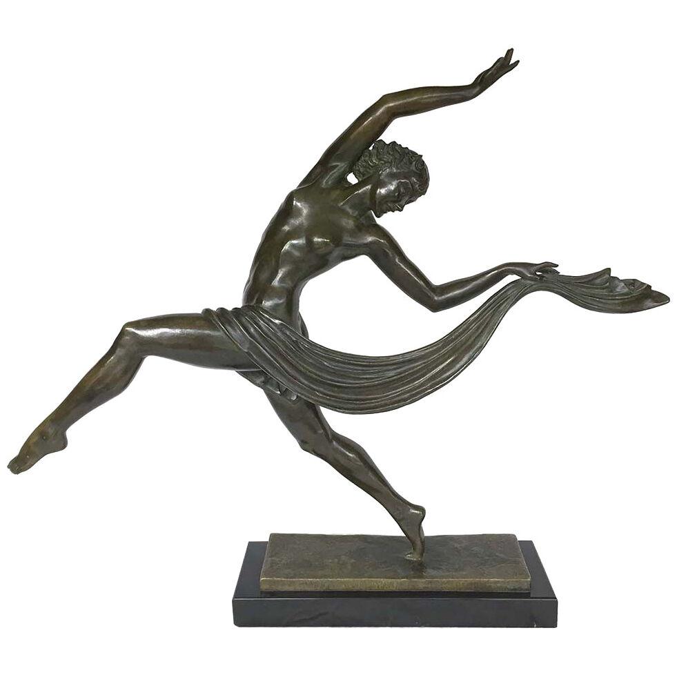 Large Art Deco bronze of a dancer by Pierre le Faguays, France c1930