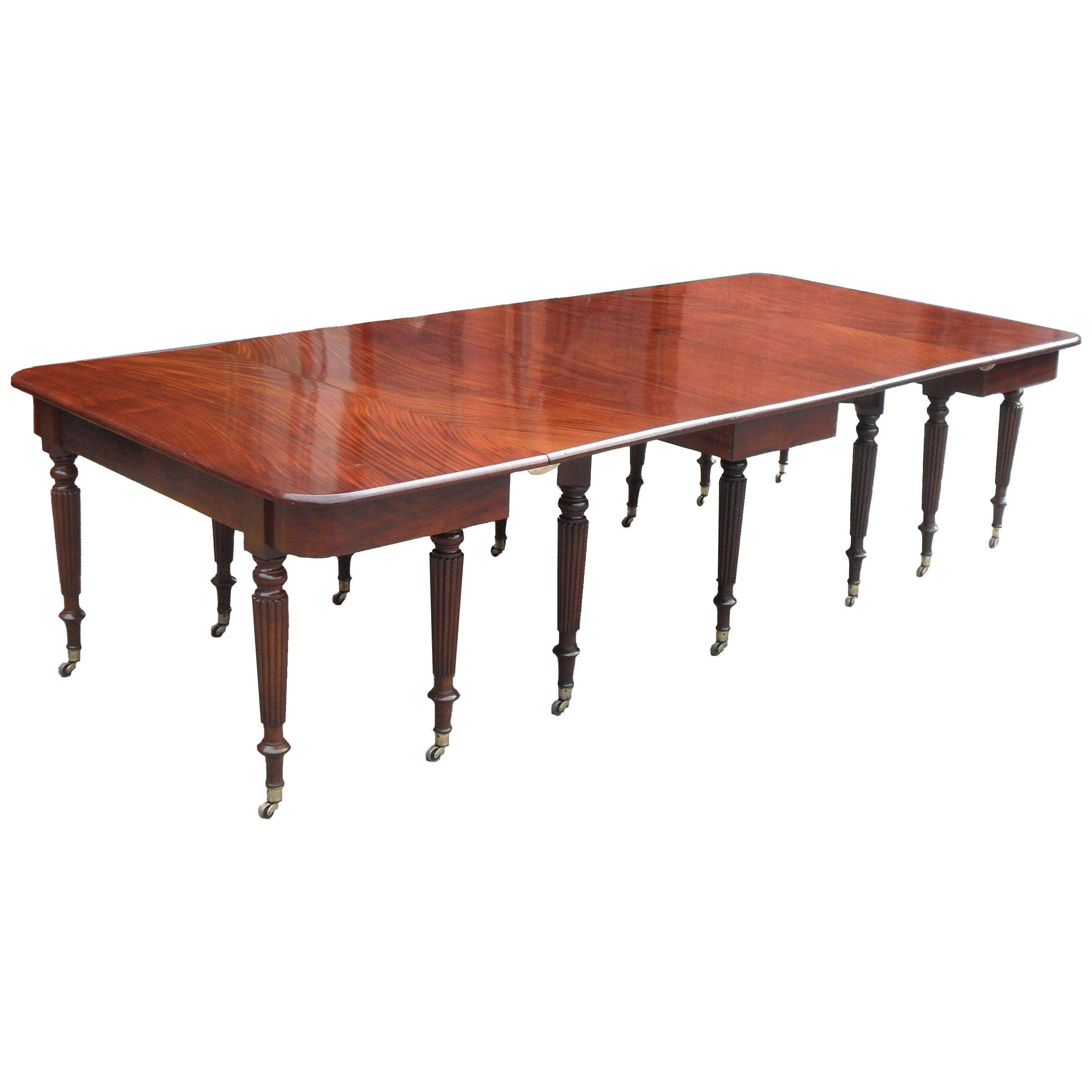 George IV Figured Mahogany Extending Dining Table Attributed to Gillows