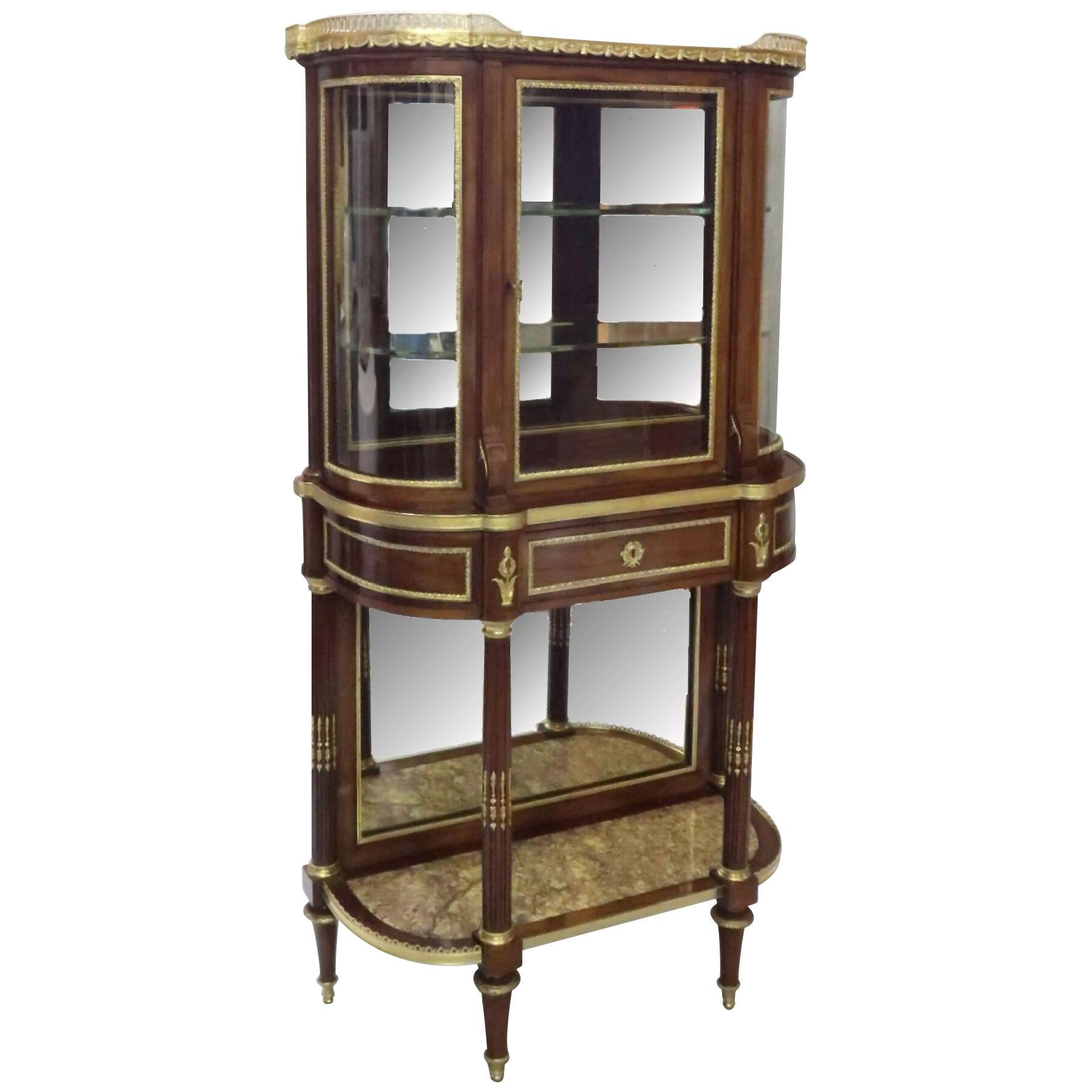 French 19th Century Mahogany Display Cabinet Attributed to Sormani