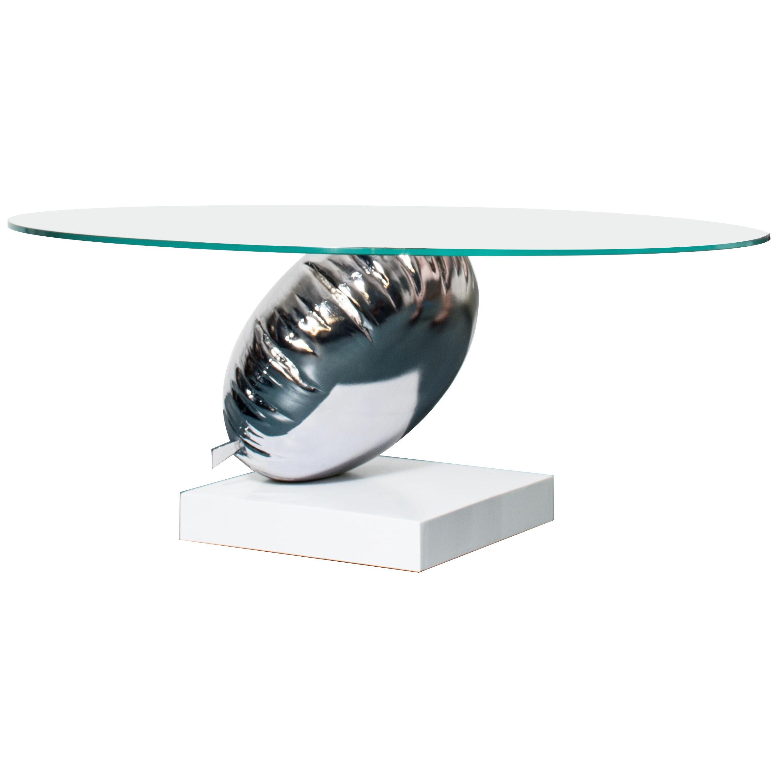 Balance Coffee Table, Silver & White Finish