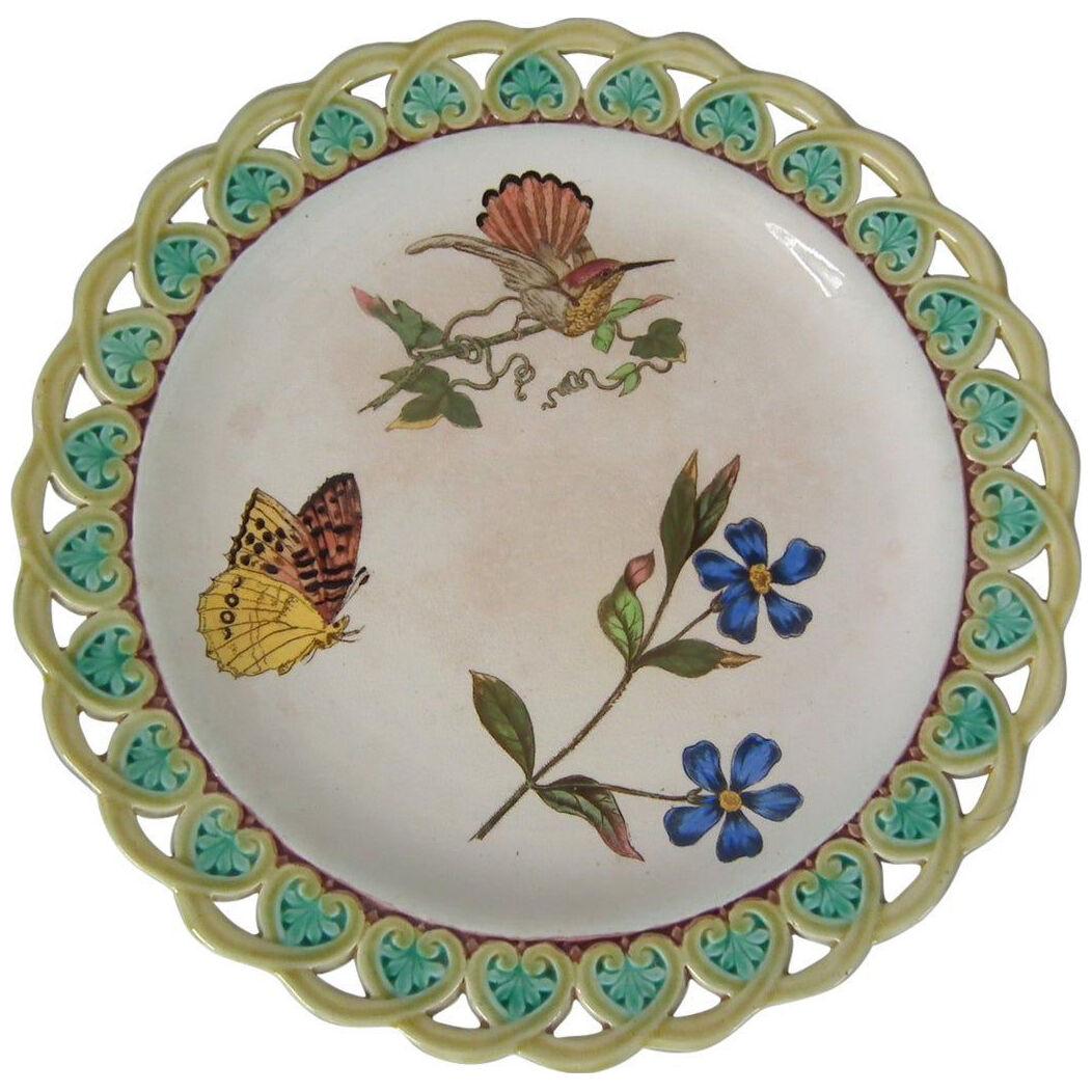 Wedgwood Majolica Hummingbird and Butterfly Plate