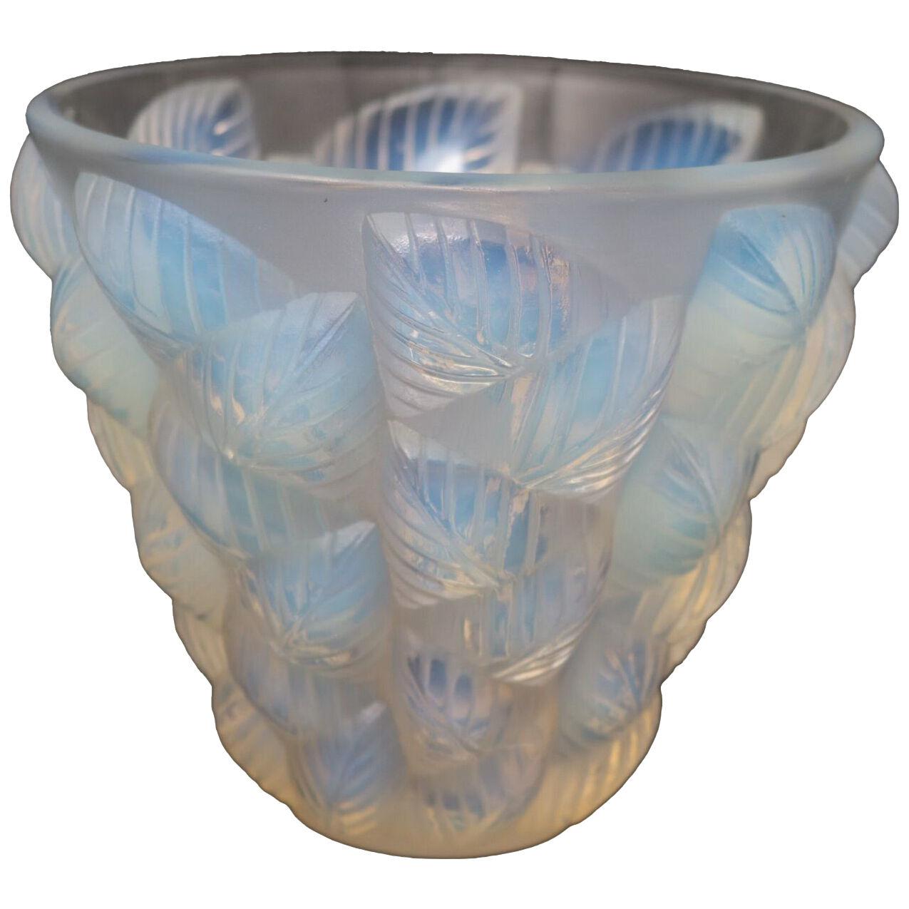 Rene Lalique Opalescent Glass Moissac Vase