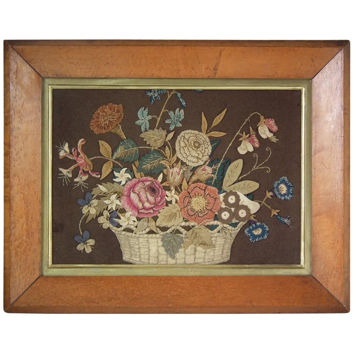 Antique Flower Basket Appliqué Embroidery