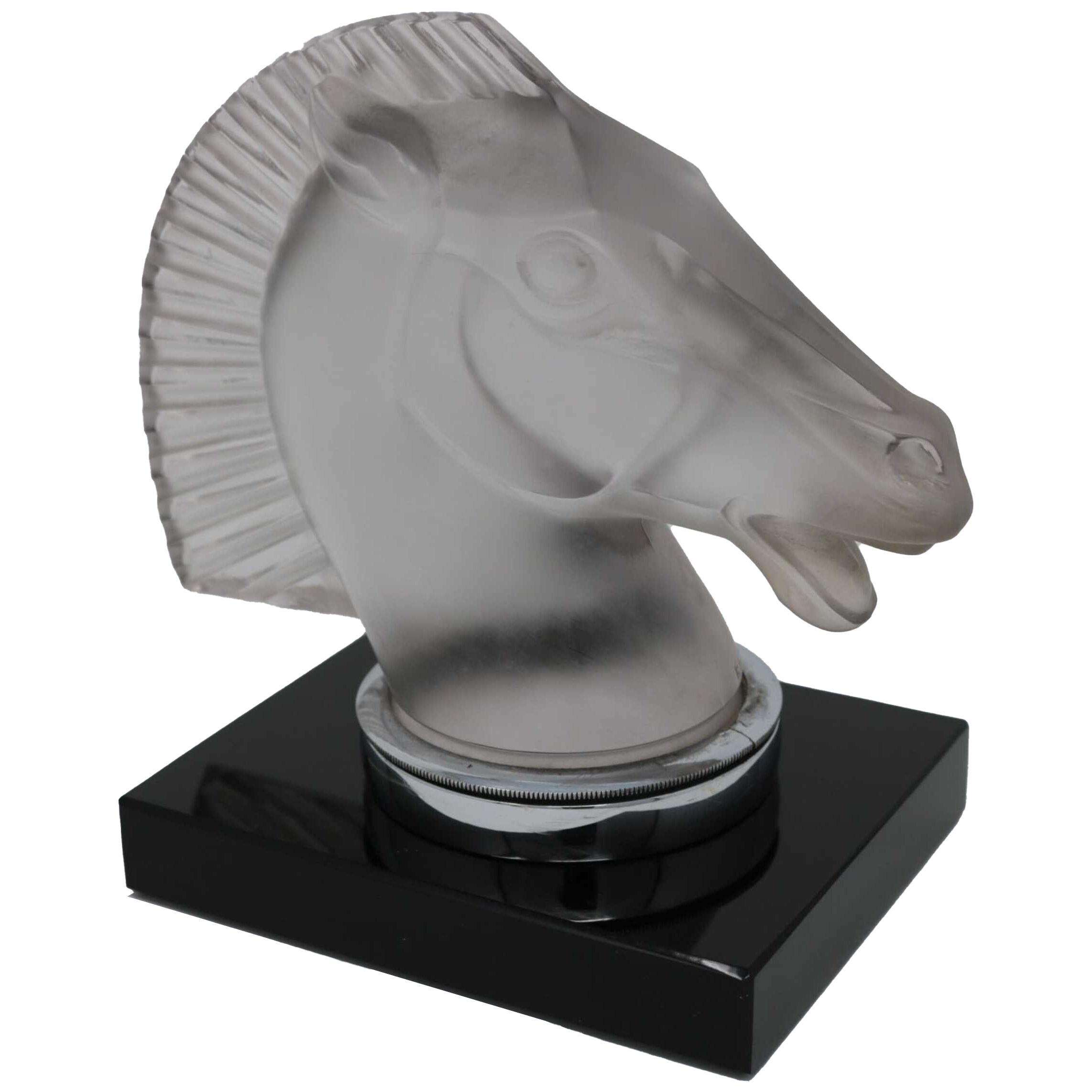Rene Lalique Glass 'Longchamp B' Horse Head Mascot